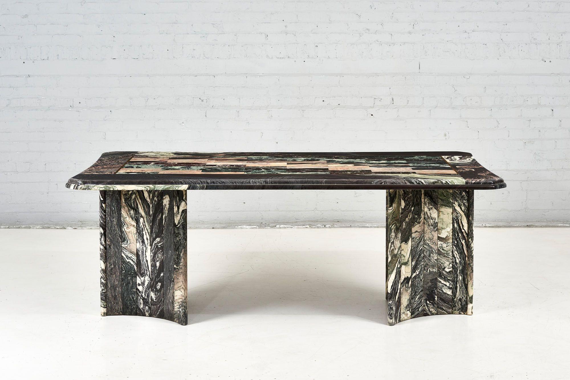 Tessellated marble dining table, Italy 1970. Table has a variety of marble. Original condition.

