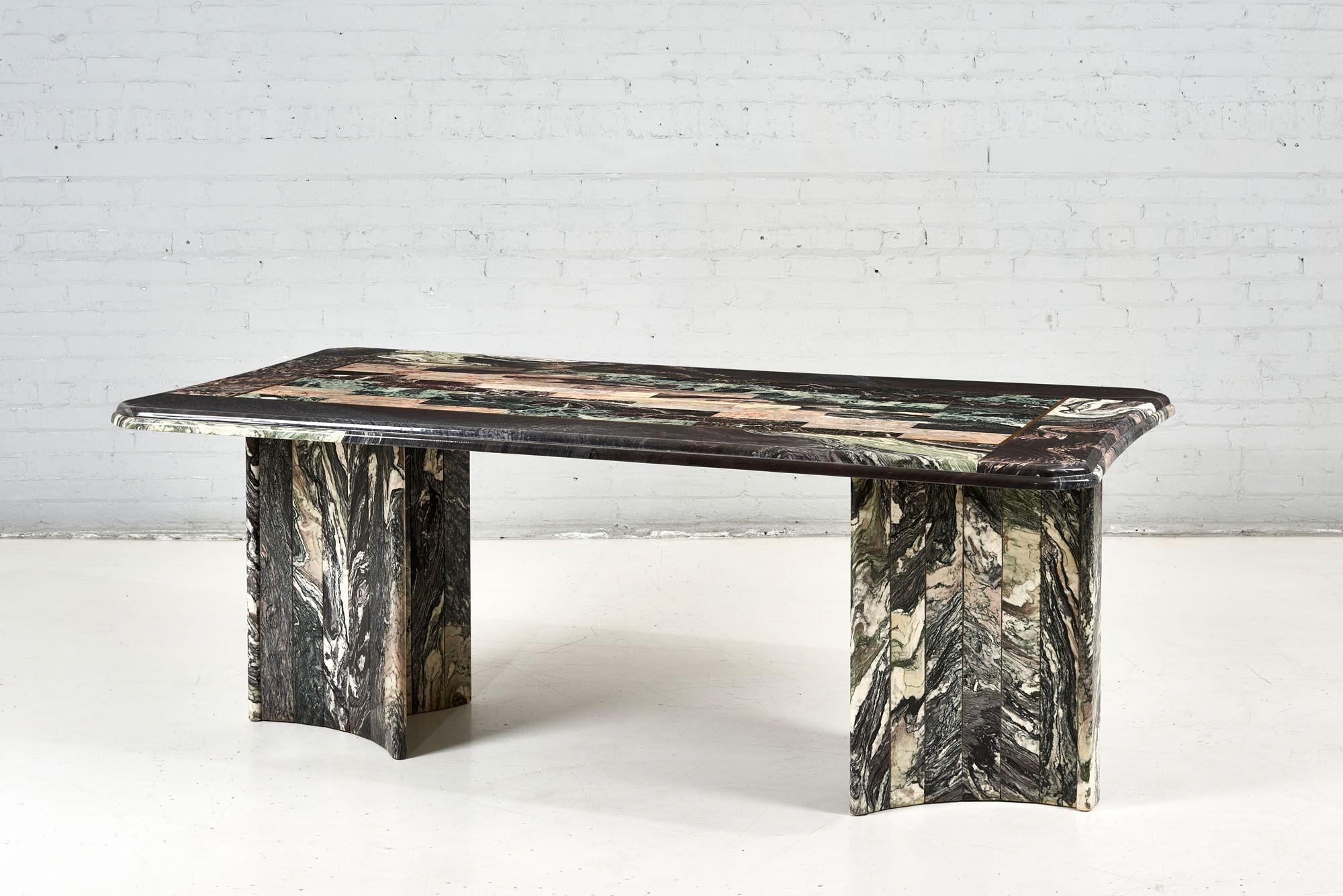 Tessellated Marble Dining Table, Italy, 1970 In Good Condition In Chicago, IL