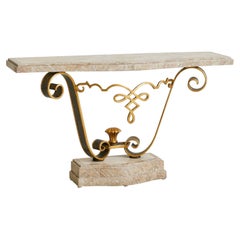 Tessellated Marble + Gilt Metal Console Table, Late 20th Century