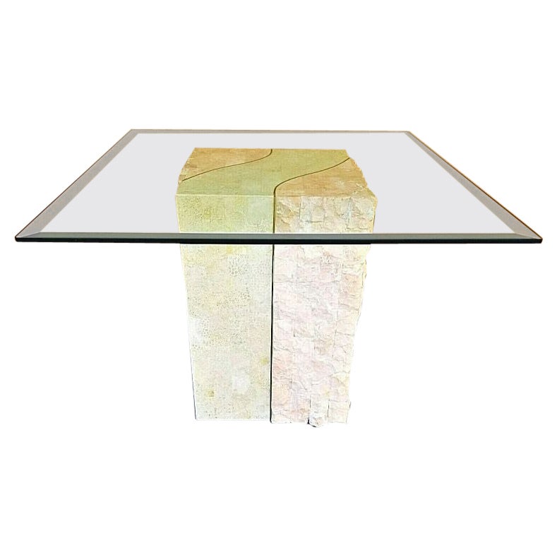 Tessellated Marble Glass Side End Table by Magnussen