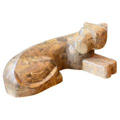 Tessellated Marble Panther Sculpture by Maitland Smith