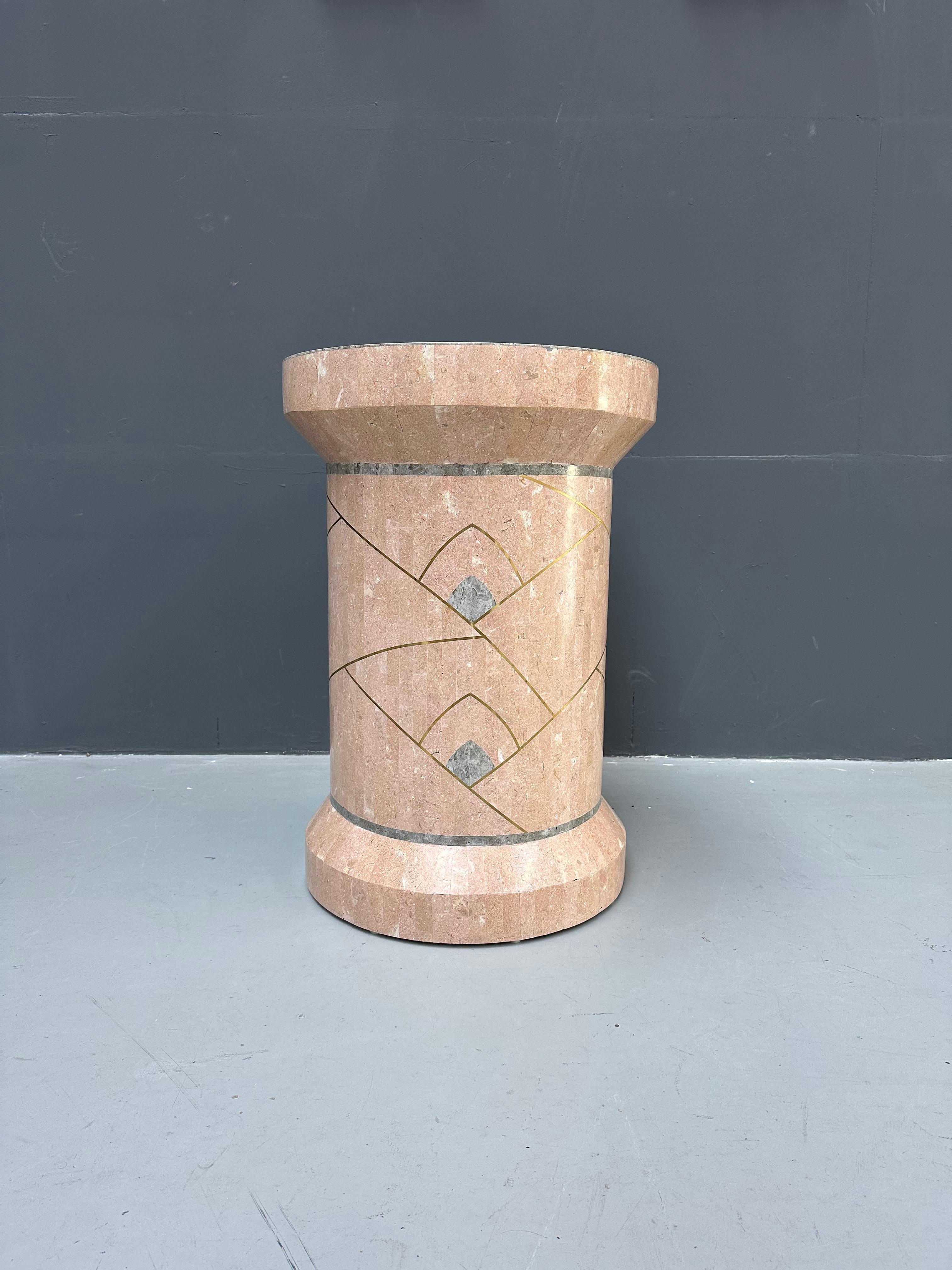 Philippine Tessellated Marble Pedestal with Brass by Robert Marcius for Casa Bique, 1970s. For Sale