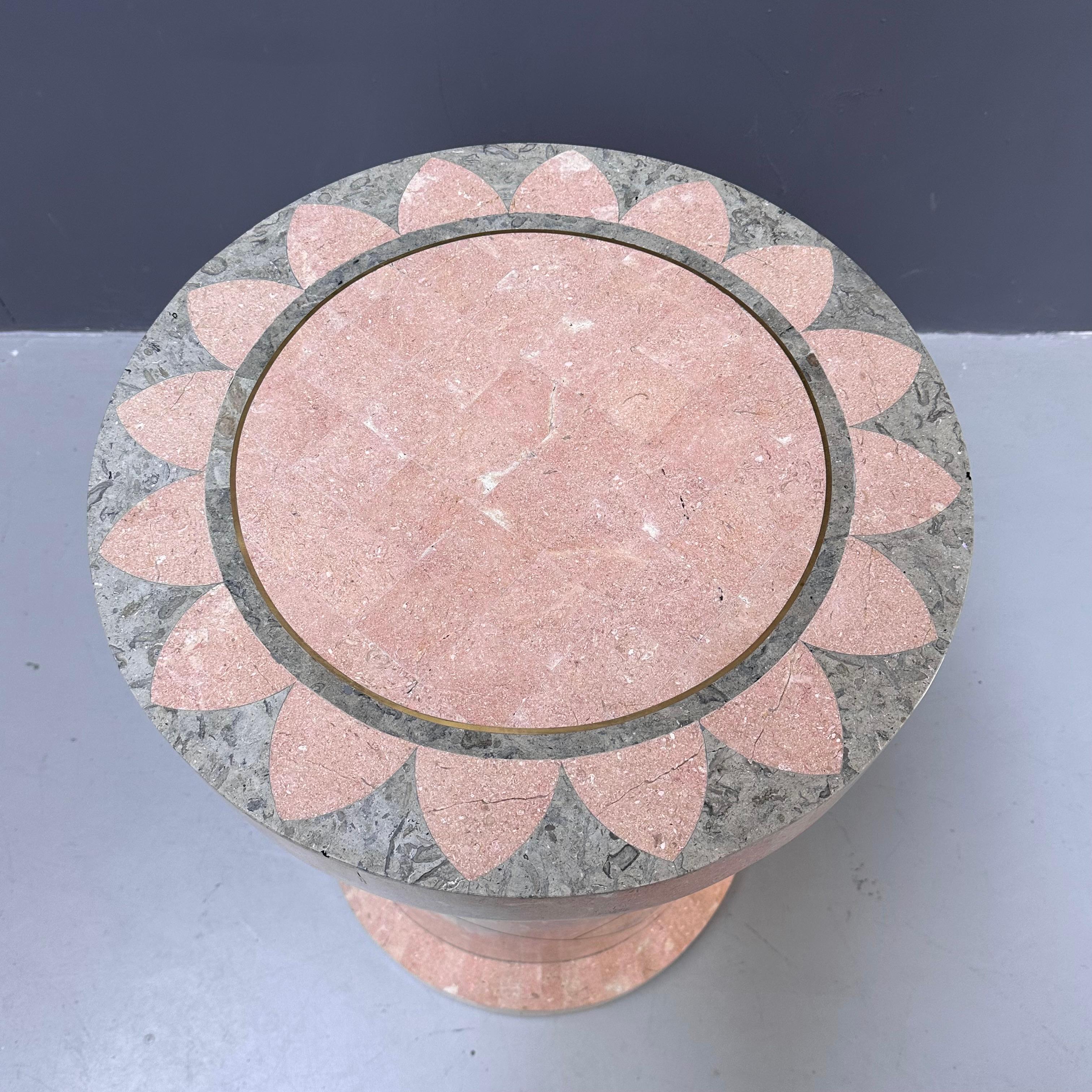 Tessellated Marble Pedestal with Brass by Robert Marcius for Casa Bique, 1970s. In Excellent Condition For Sale In Eindhoven, Noord Brabant