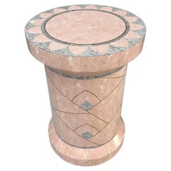 Tessellated Marble Pedestal with Brass by Robert Marcius for Casa Bique, 1970s.