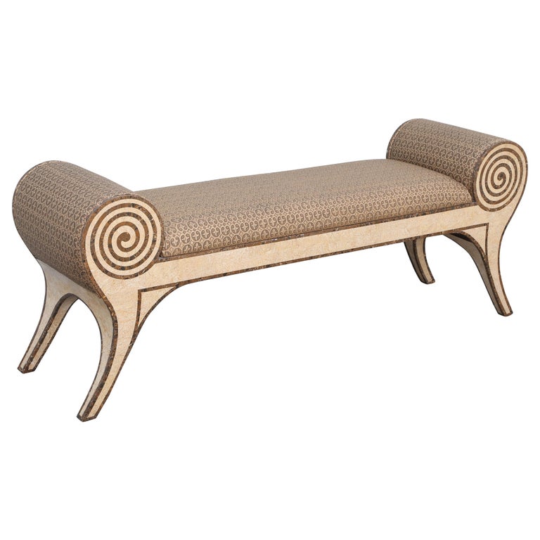 Tessellated Marble Scroll Arm Bench For Sale At 1stdibs