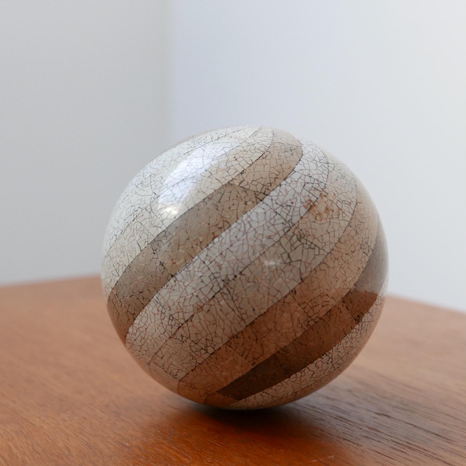 Tessellated Mid-Century English Ceramic Decorative Ball 1