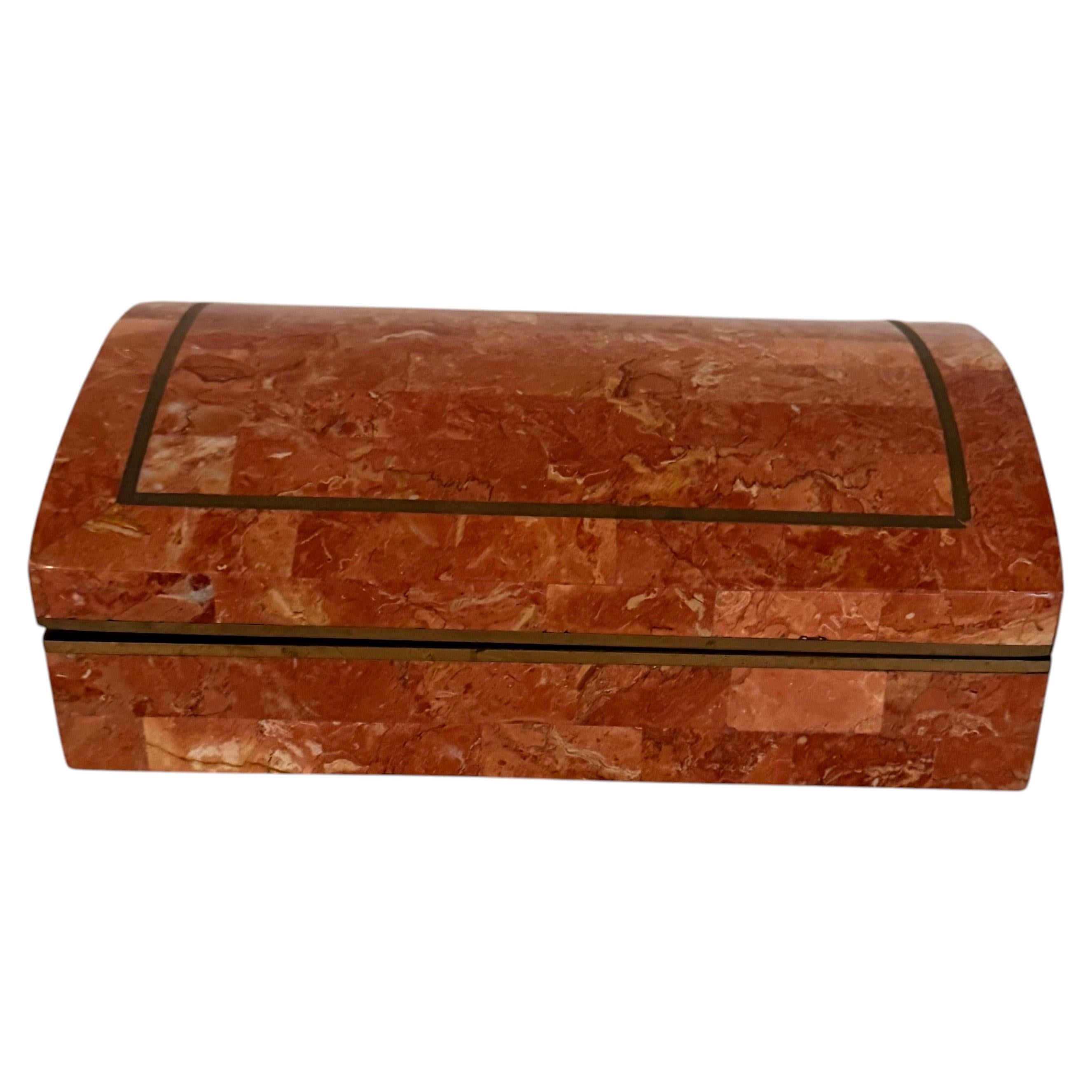 Tessellated Mid Century Marble Decorative Box, Vintage Design