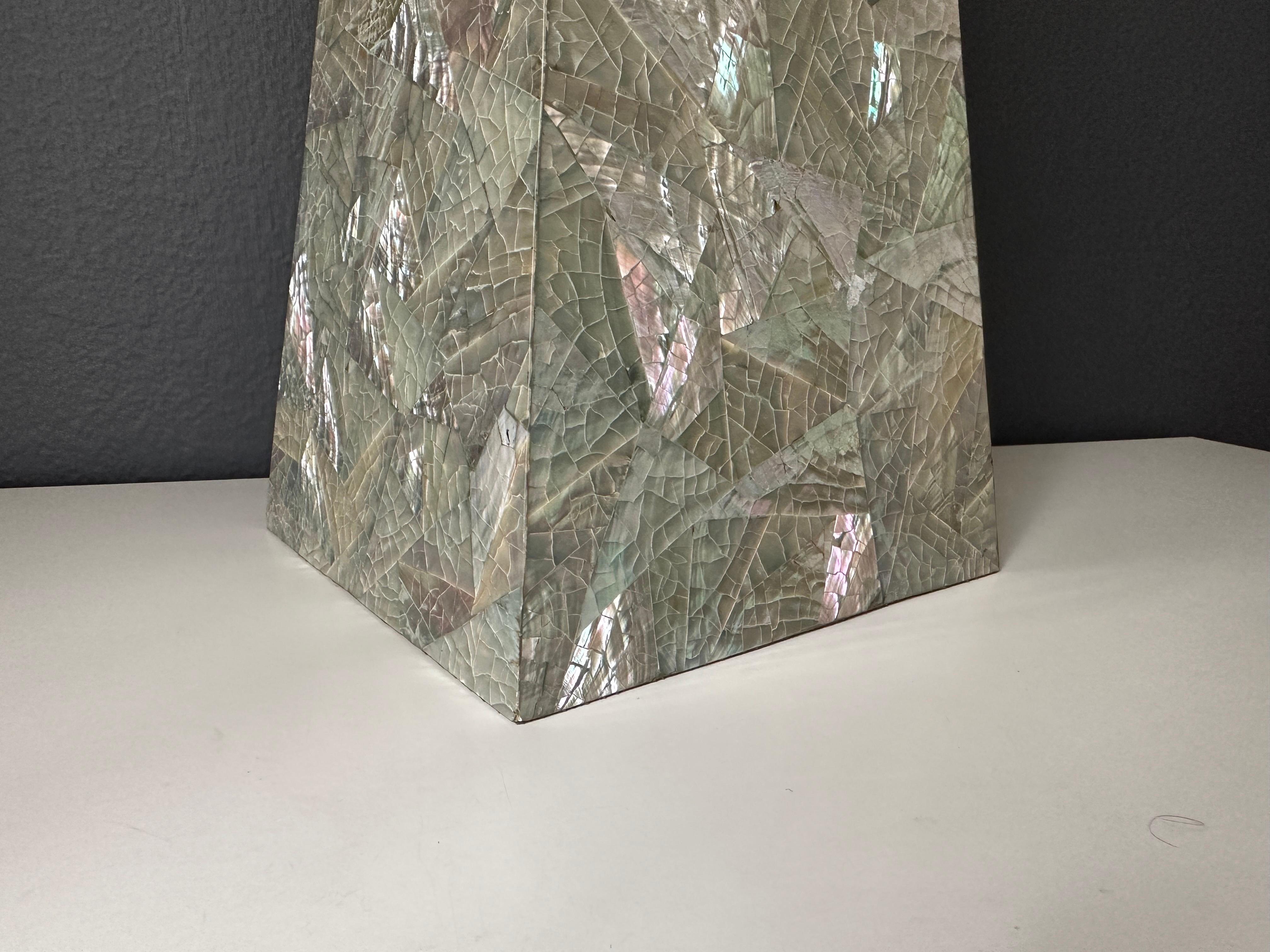 Tessellated mother of pearl obelisk by Maitland Smith.