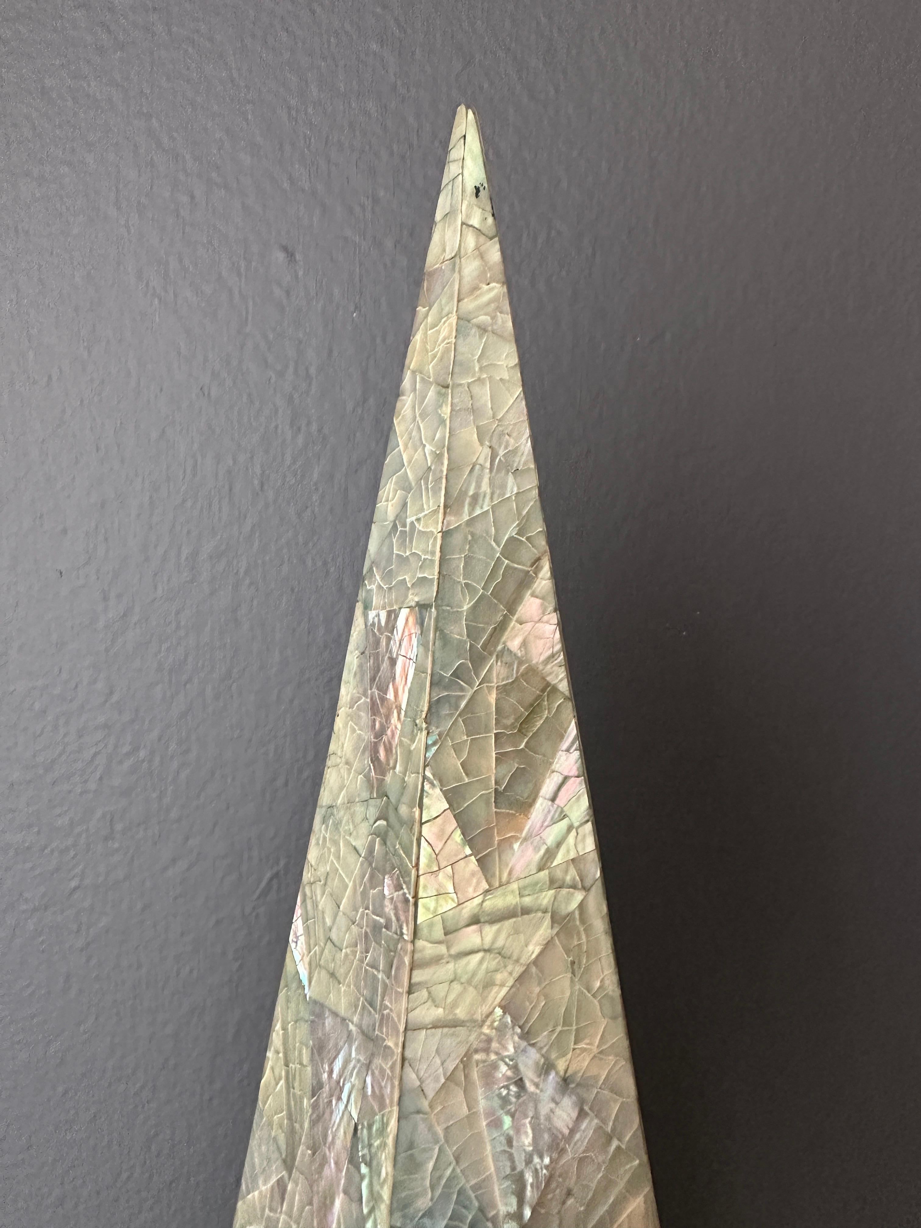 Hollywood Regency Tessellated Mother of Pearl Obelisk For Sale