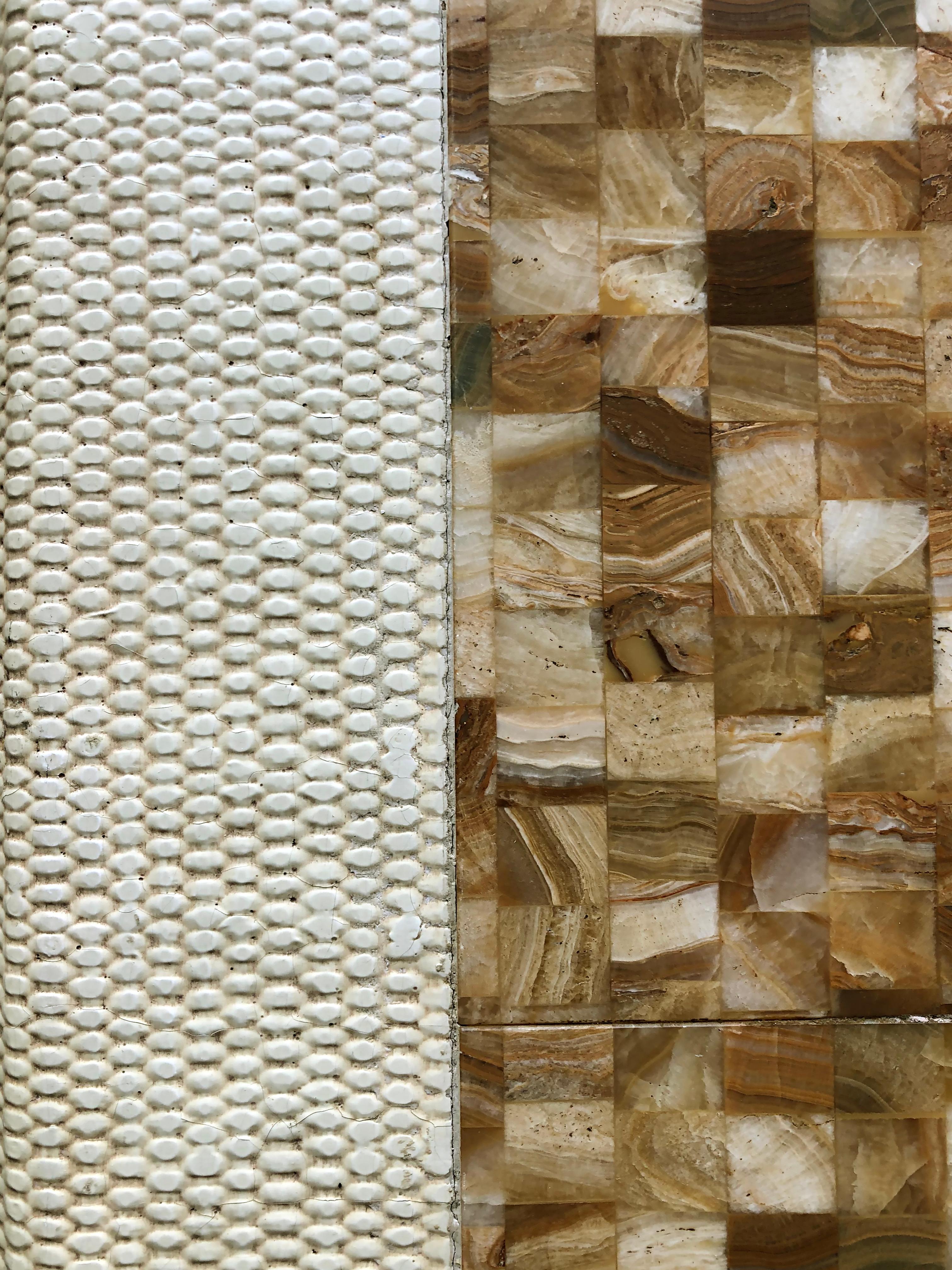 Esstisch aus Mosaik-Onyx, ausziehbar, 2 Blätter im Angebot 1