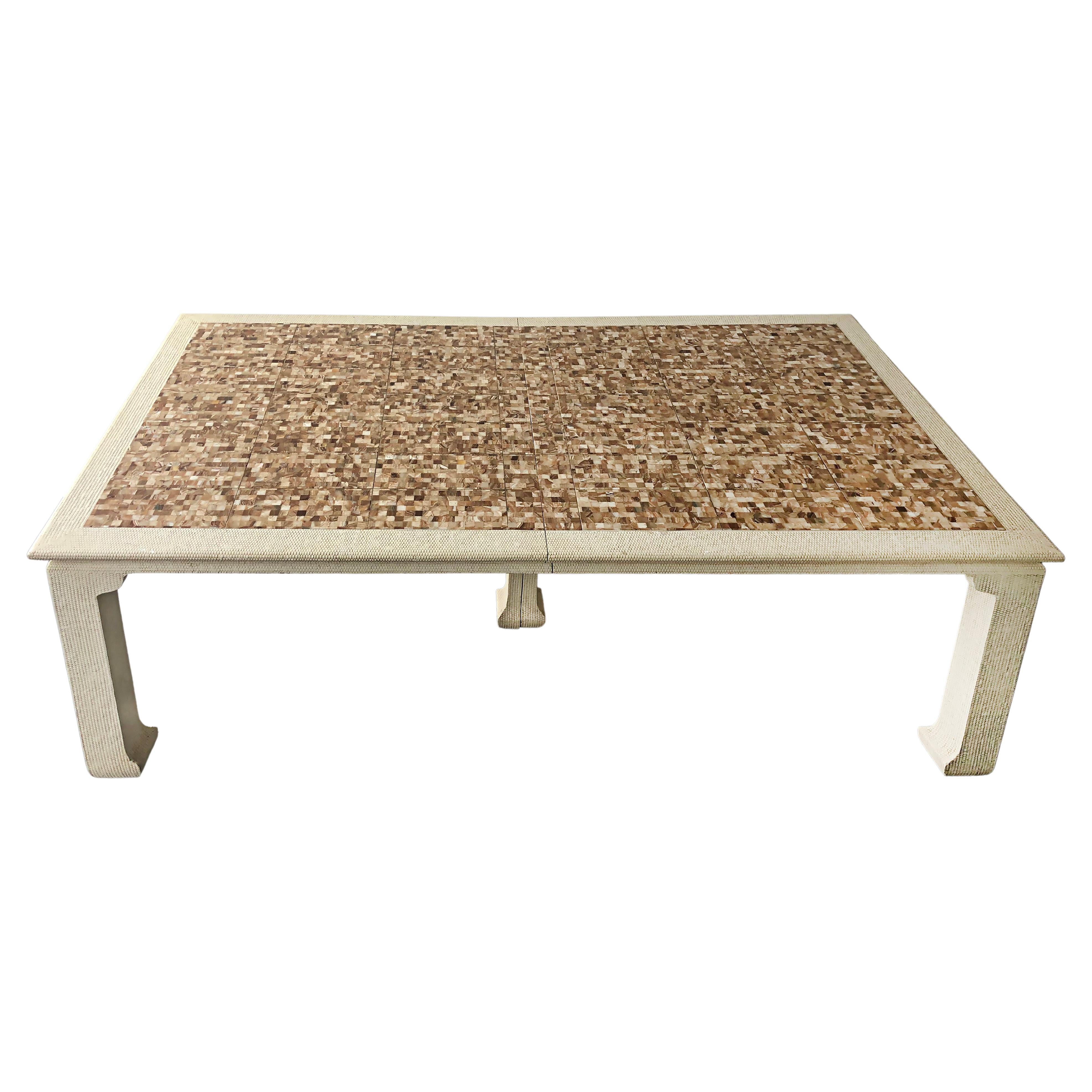 Tessellated Onyx Expandable Custom Dining Table, 2 Leaves For Sale