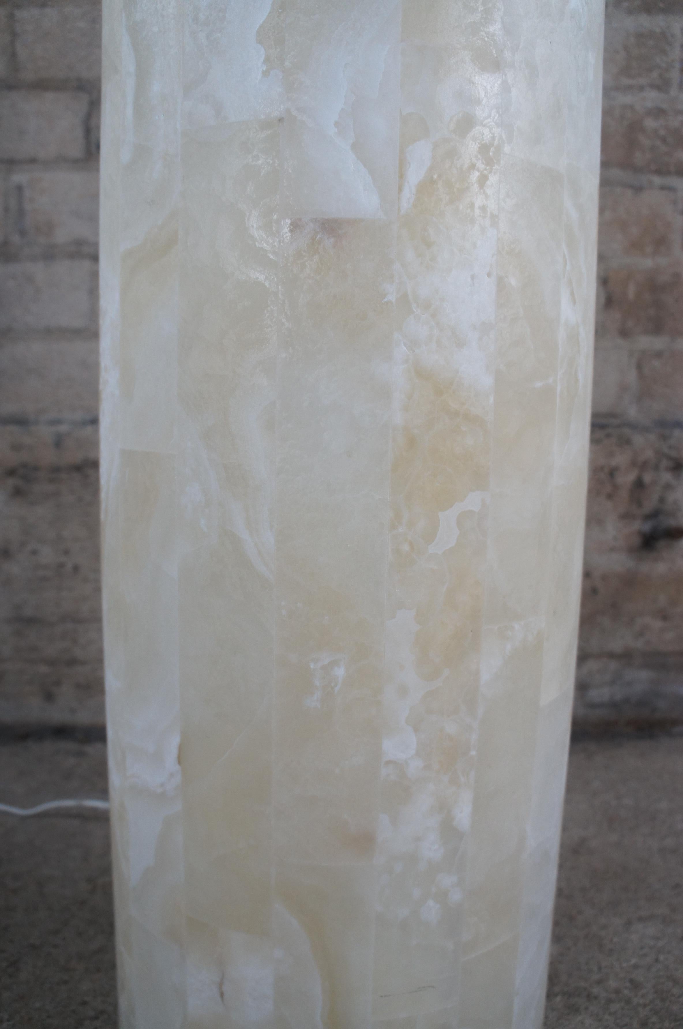 Tessellated Onyx Modern Floor Lamp Sculpture Pedestal Column Crystal Lantern 40