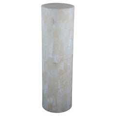 Vintage Tessellated Onyx Modern Floor Lamp Sculpture Pedestal Column Crystal Lantern 40"