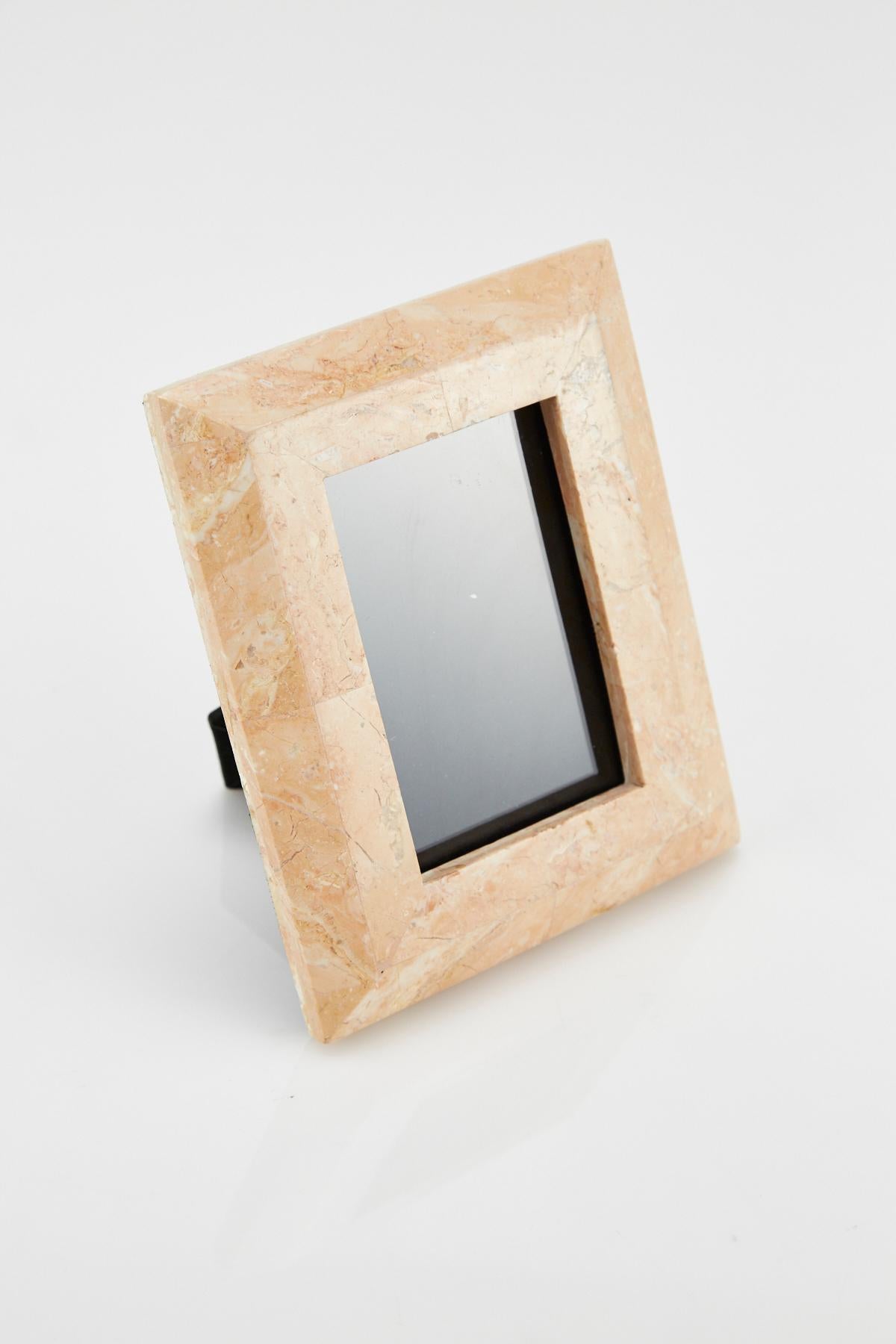 Minimalist Tessellated Peach Stone Picture Frame, 1990s For Sale