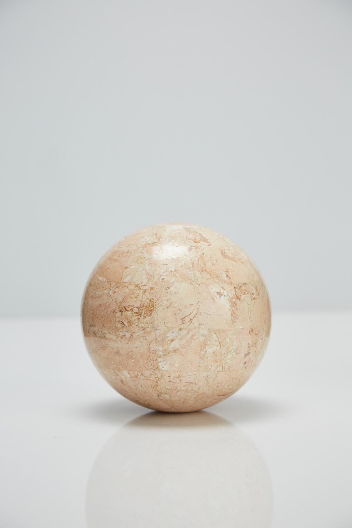 Post-Modern Tessellated Peach Stone Sphere - 5.5 in. diameter For Sale