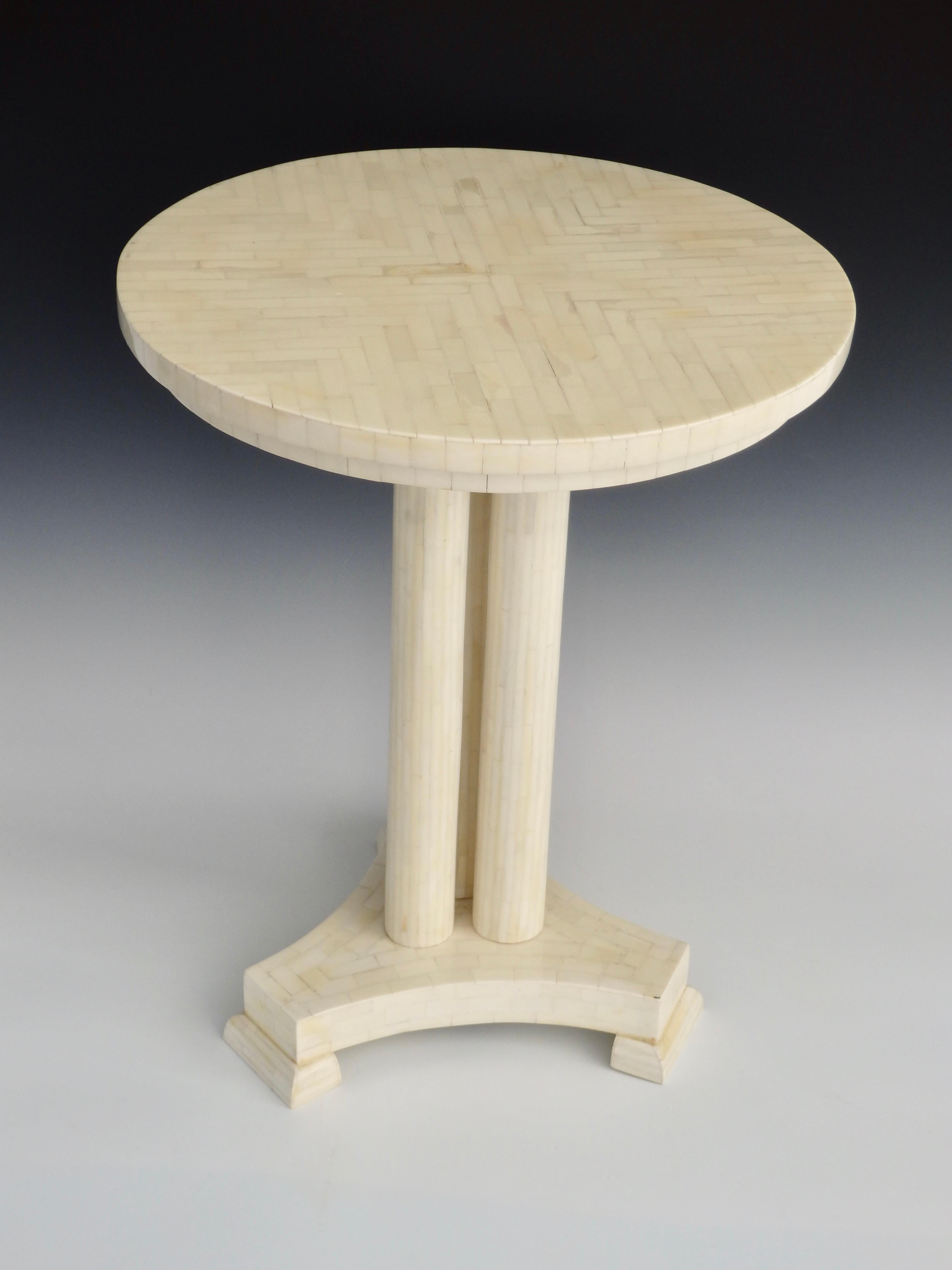Colombian Tessellated Pedestal Table, Attributed to Maitland Smith