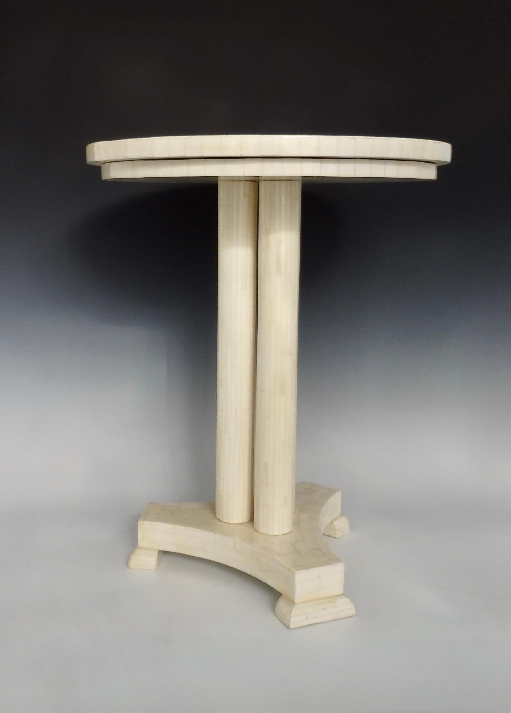 Inlay Tessellated Pedestal Table, Attributed to Maitland Smith