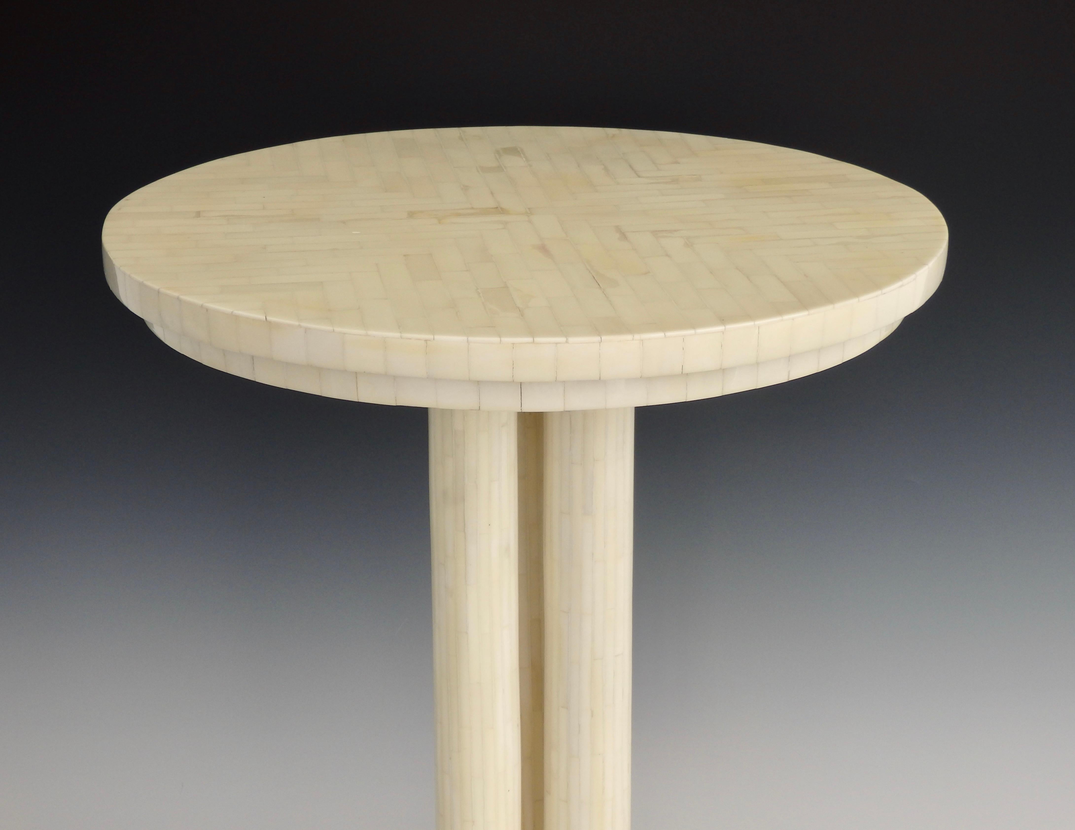 Tessellated Pedestal Table, Attributed to Maitland Smith In Good Condition In Ferndale, MI