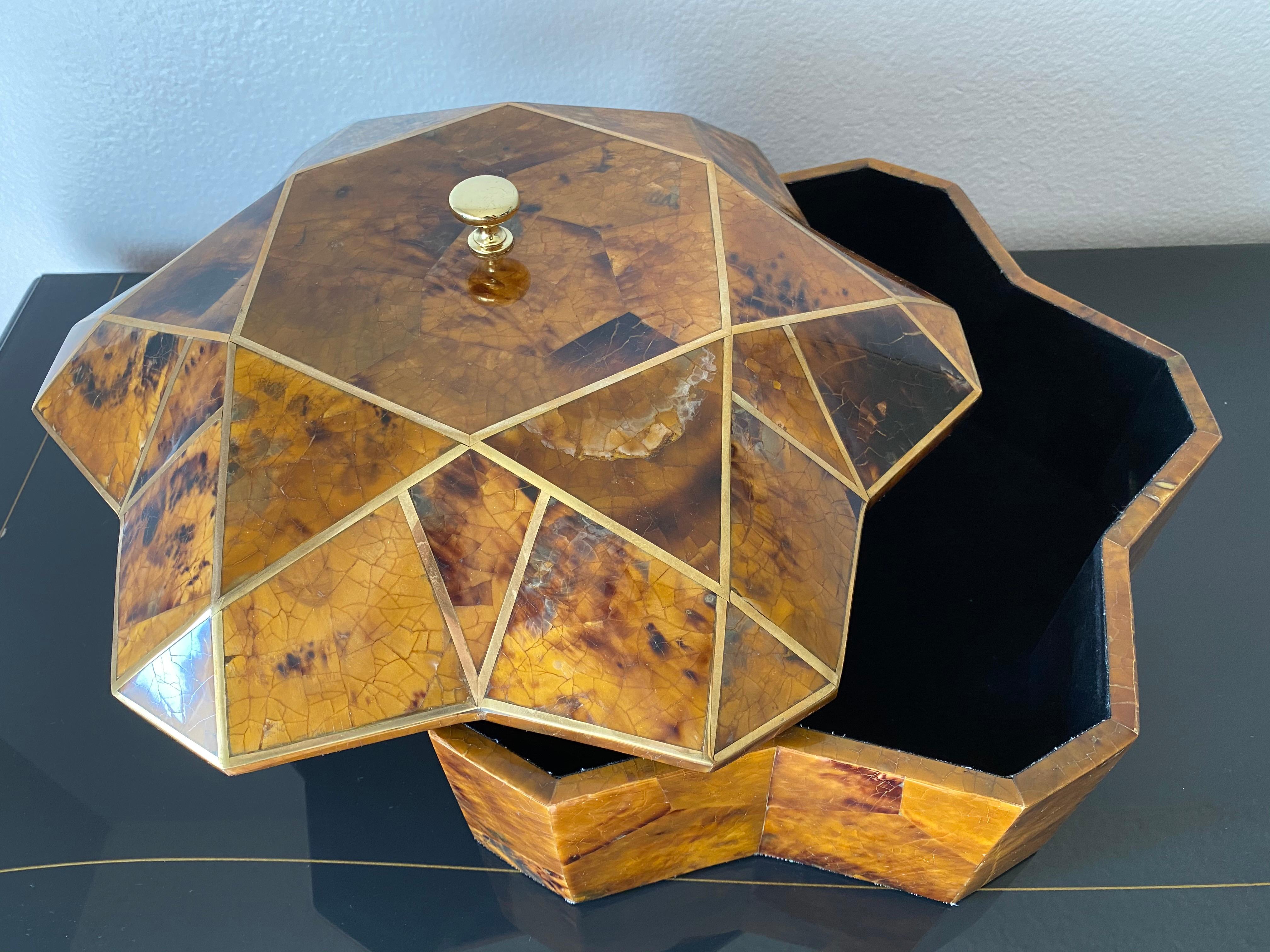 Tessellated Pen Shell and Brass Jewelry Box 2