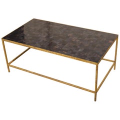 Mid-Century Tessellated Pen Shell Coffee Table on Gilded Iron Base