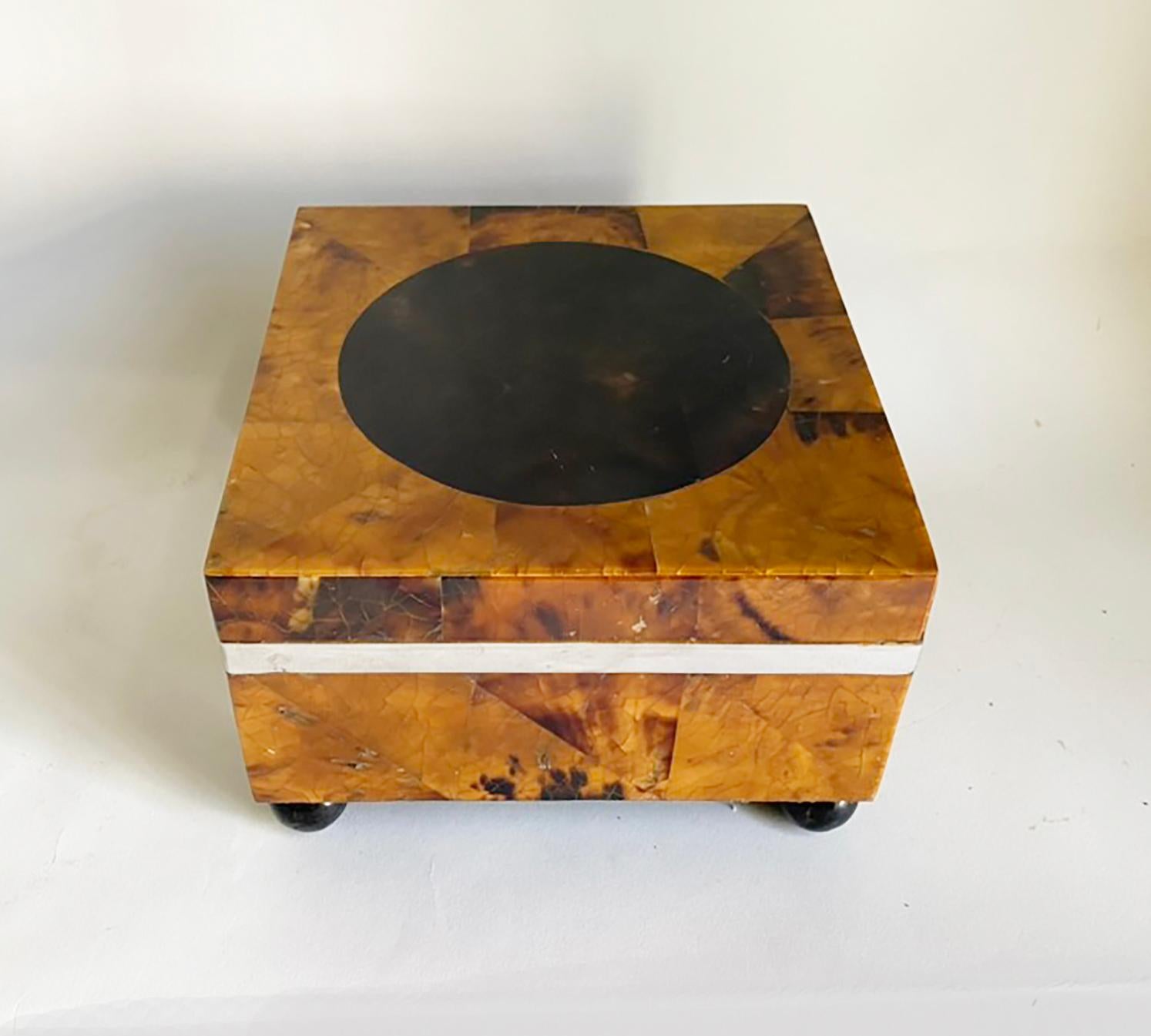 Philippine Tessellated Pen Shell Hinged Box Attributed to Maitland Smith For Sale