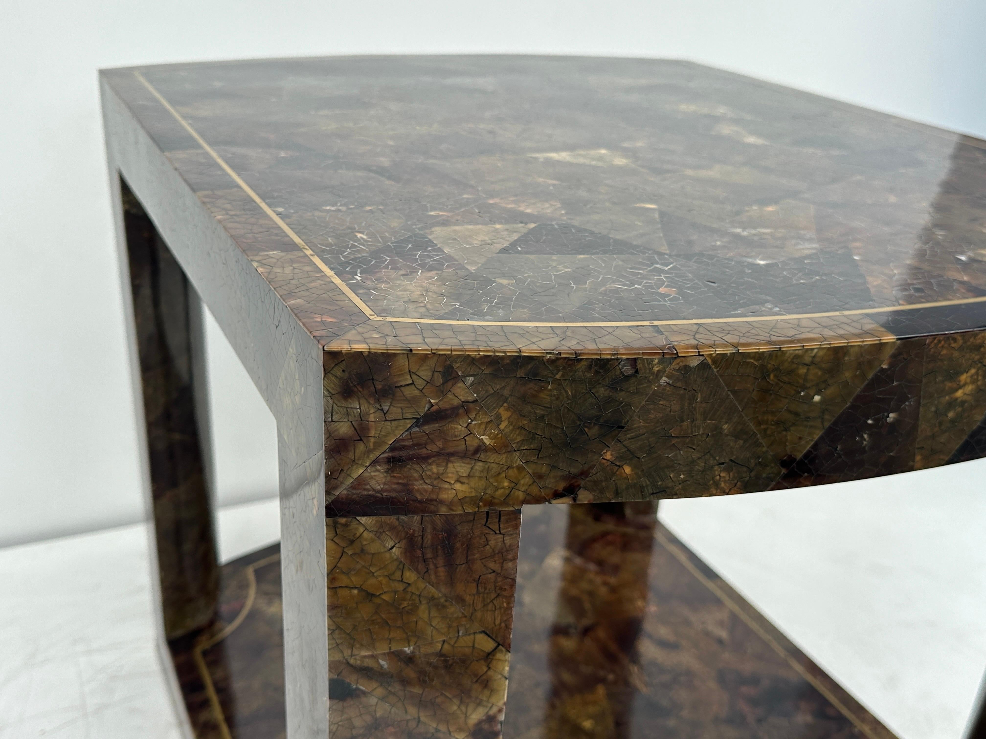 Late 20th Century Tessellated Pen Shell Side Table For Sale