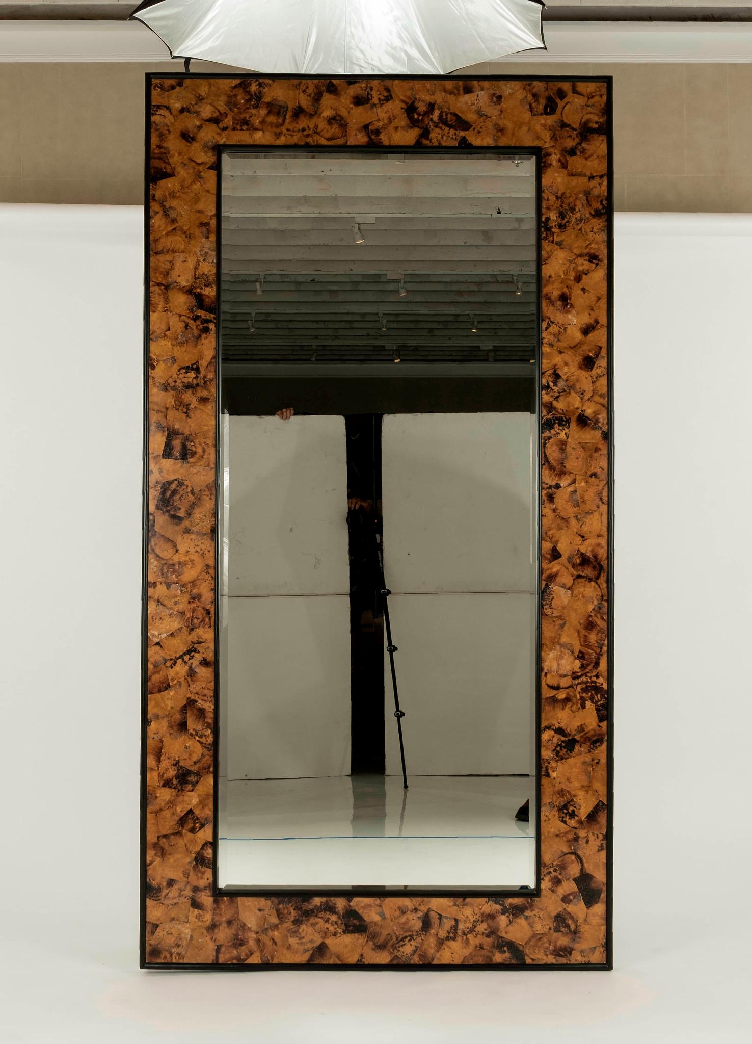 20th Century Tessellated Penshell Floor Mirror