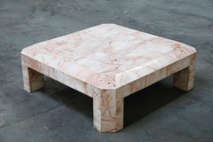 Tessellated Pink Onyx Coffee Table with Matching Pink Onyx Sculpture, circa 1975