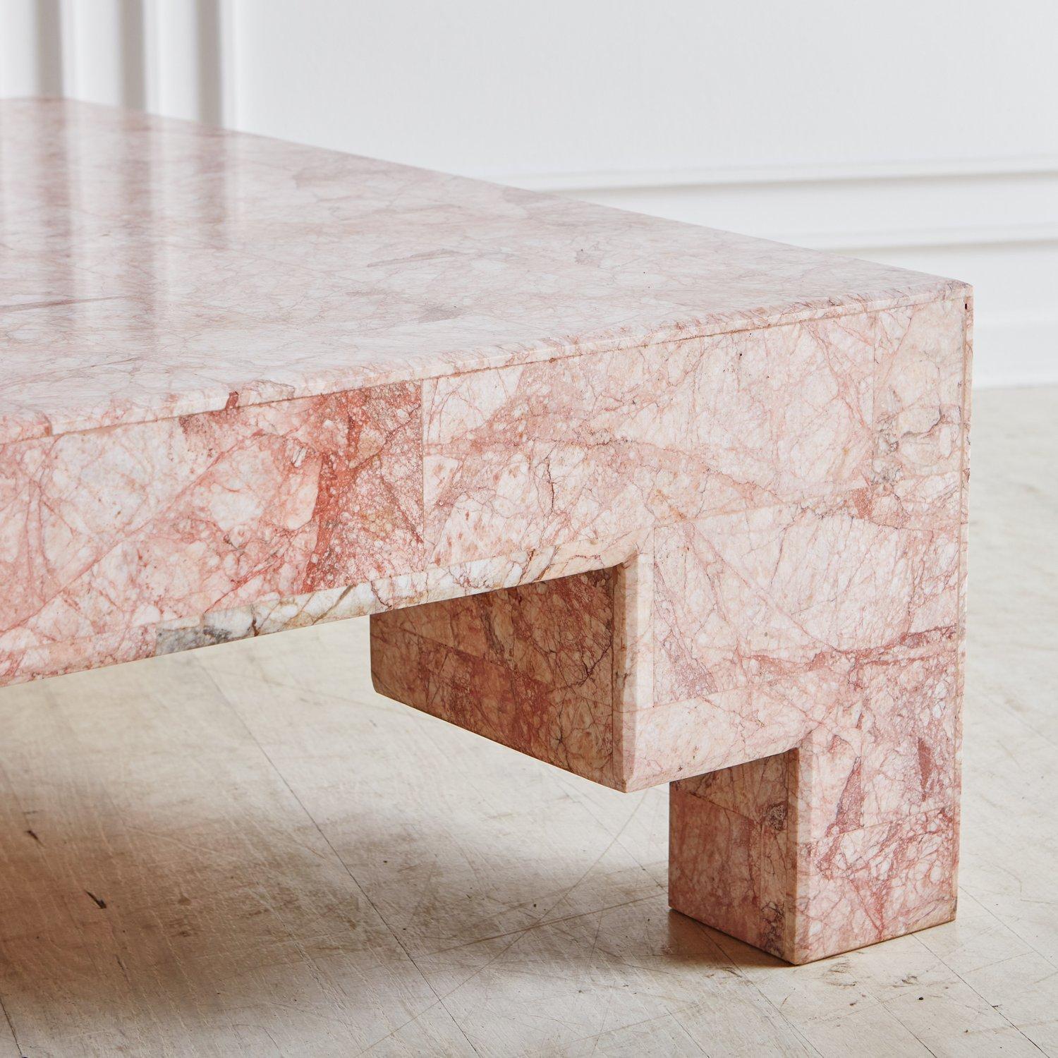 Tessellated Pink Spider Marble Coffee Table 4