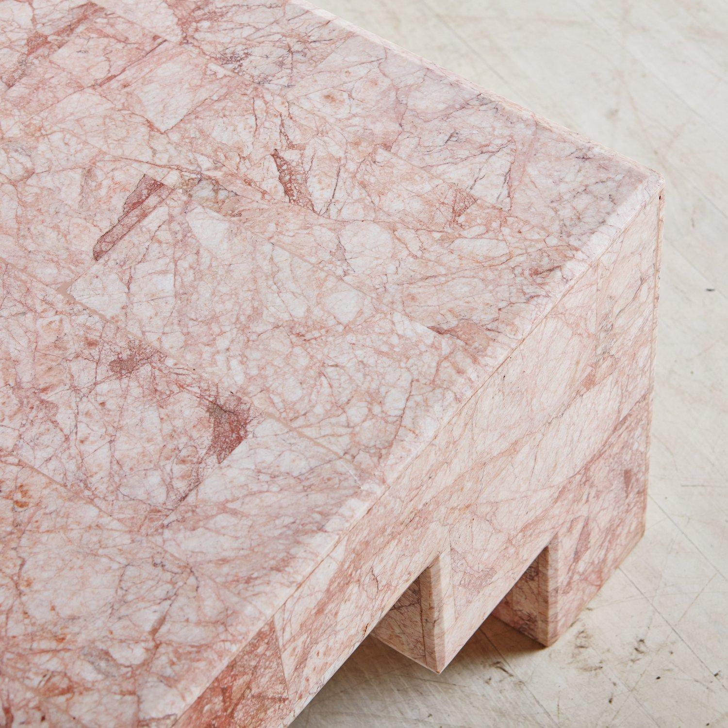 Modern Tessellated Pink Spider Marble Coffee Table