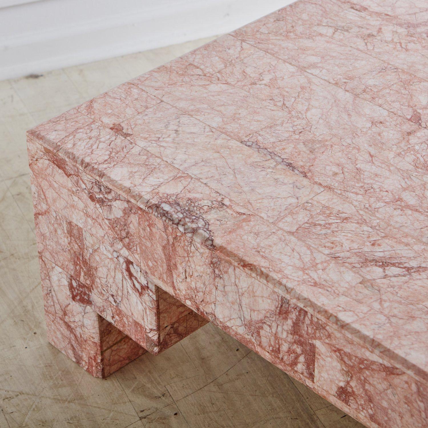 20th Century Tessellated Pink Spider Marble Coffee Table