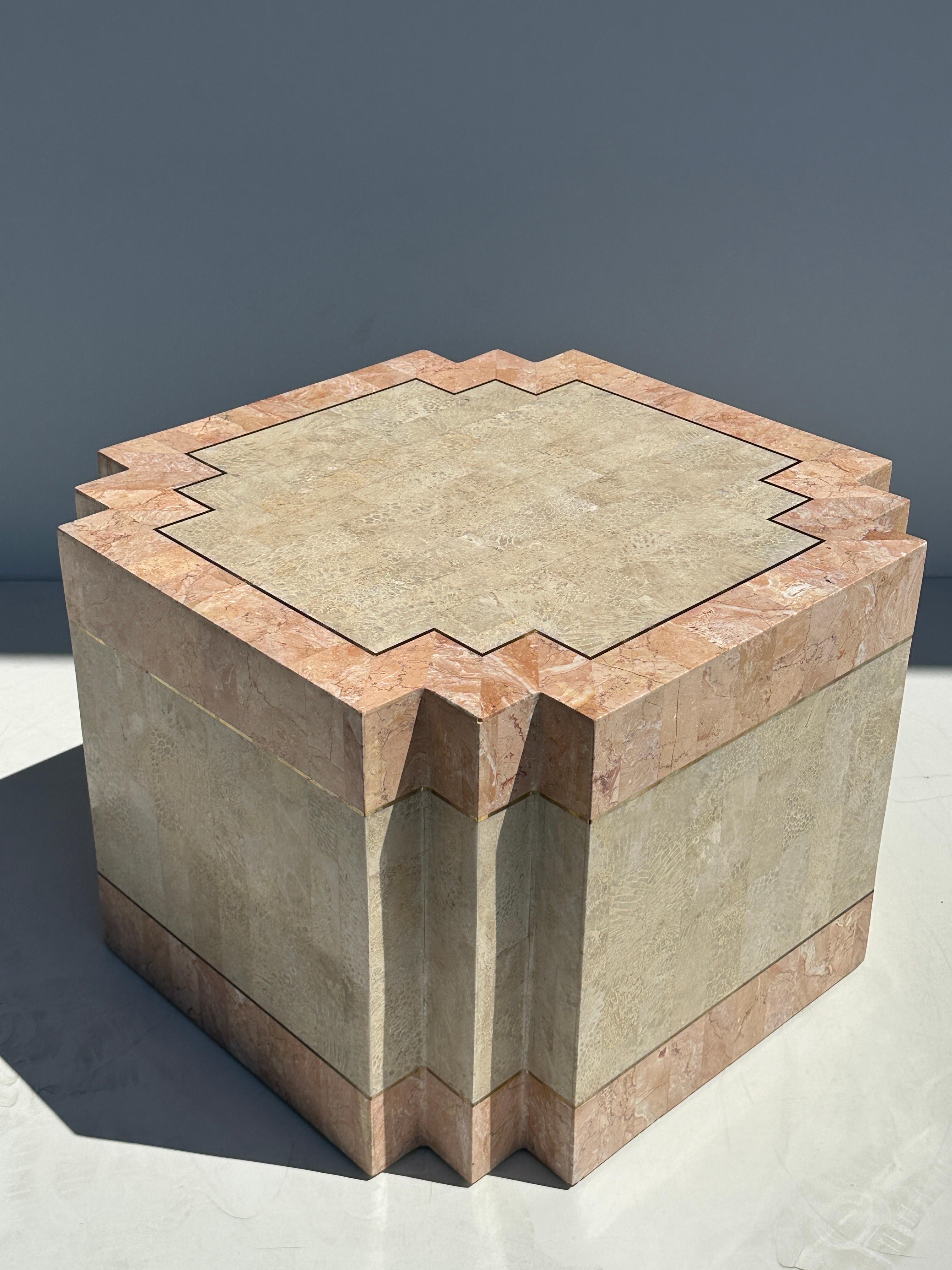 Late 20th Century Tessellated Pink Stone Coffee Table For Sale