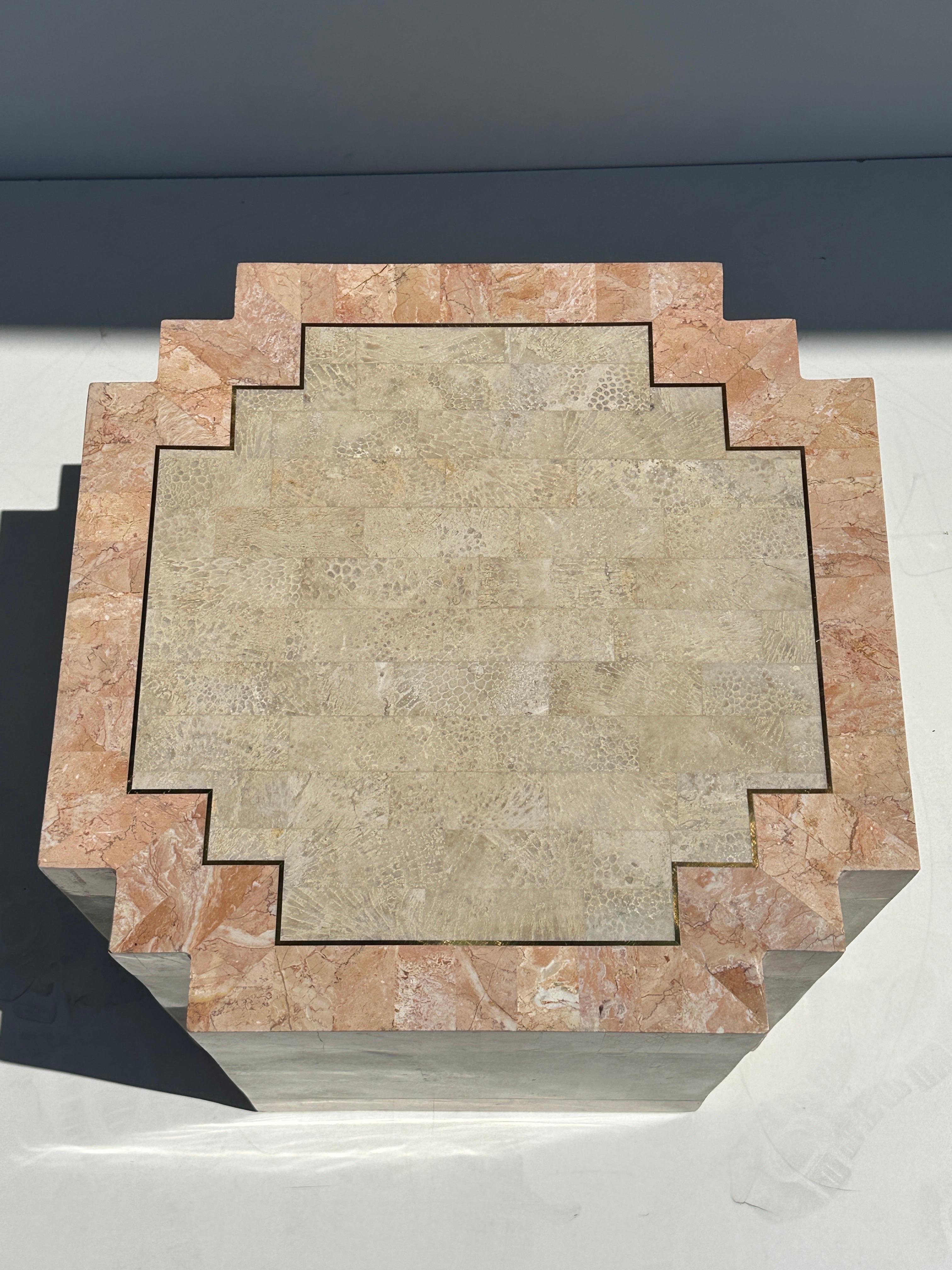 Tessellated Pink Stone Coffee Table For Sale 1