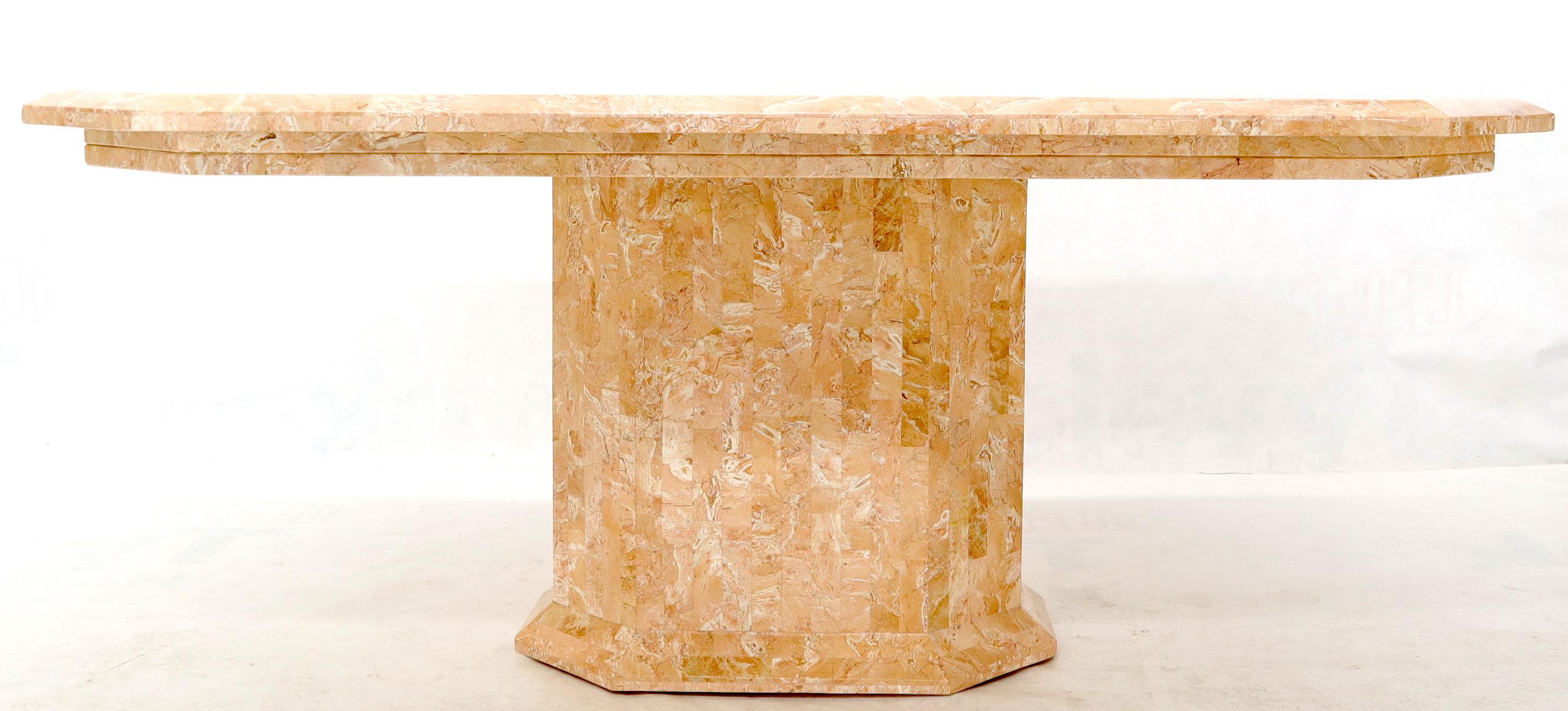 Mesa de Comedor Rectangular Tessellated Red & White Marble Tile Single Pedestal siglo XX en venta