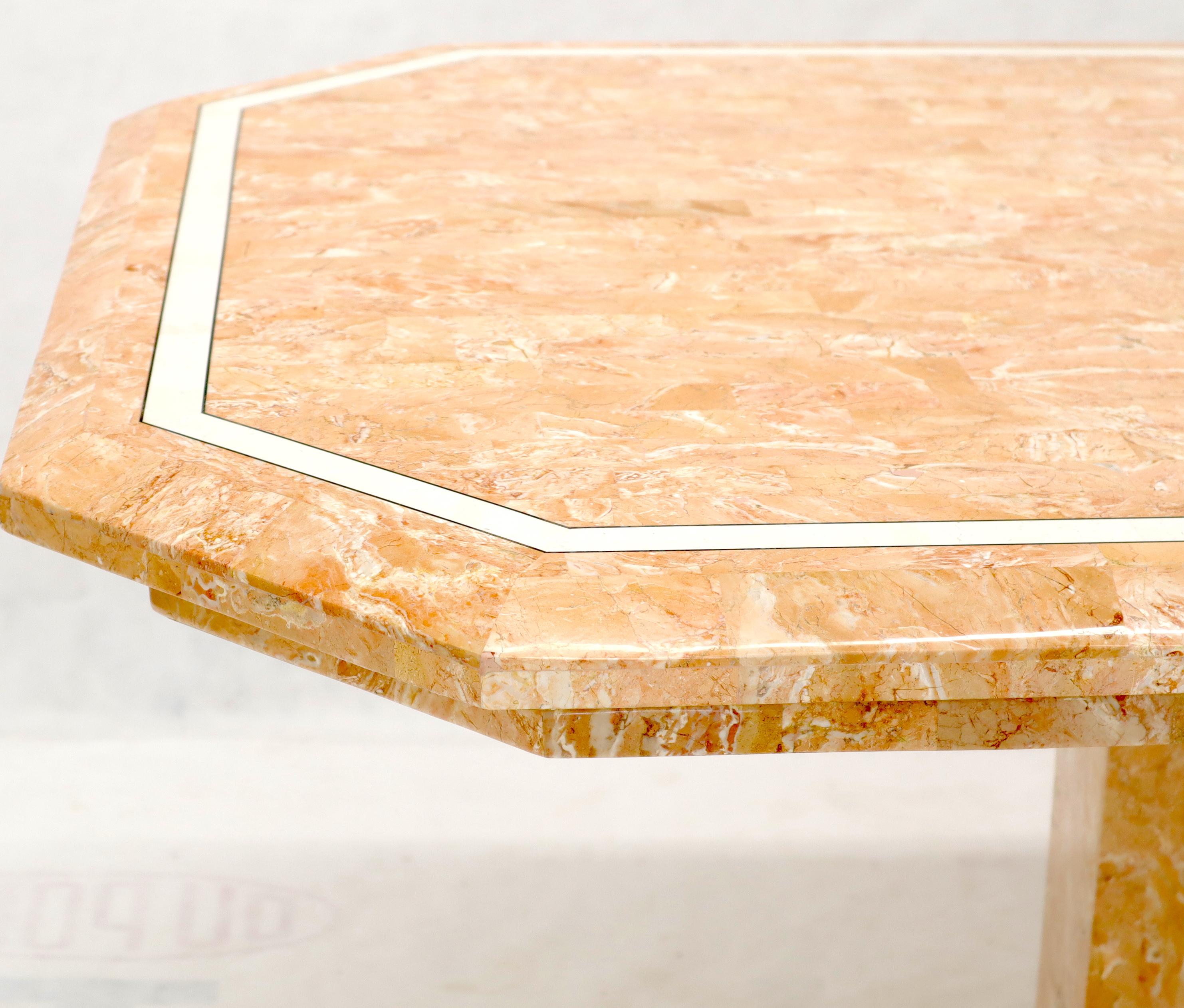 Unknown Tessellated Red & White Marble Tile Single Pedestal Rectangular Dining Table For Sale