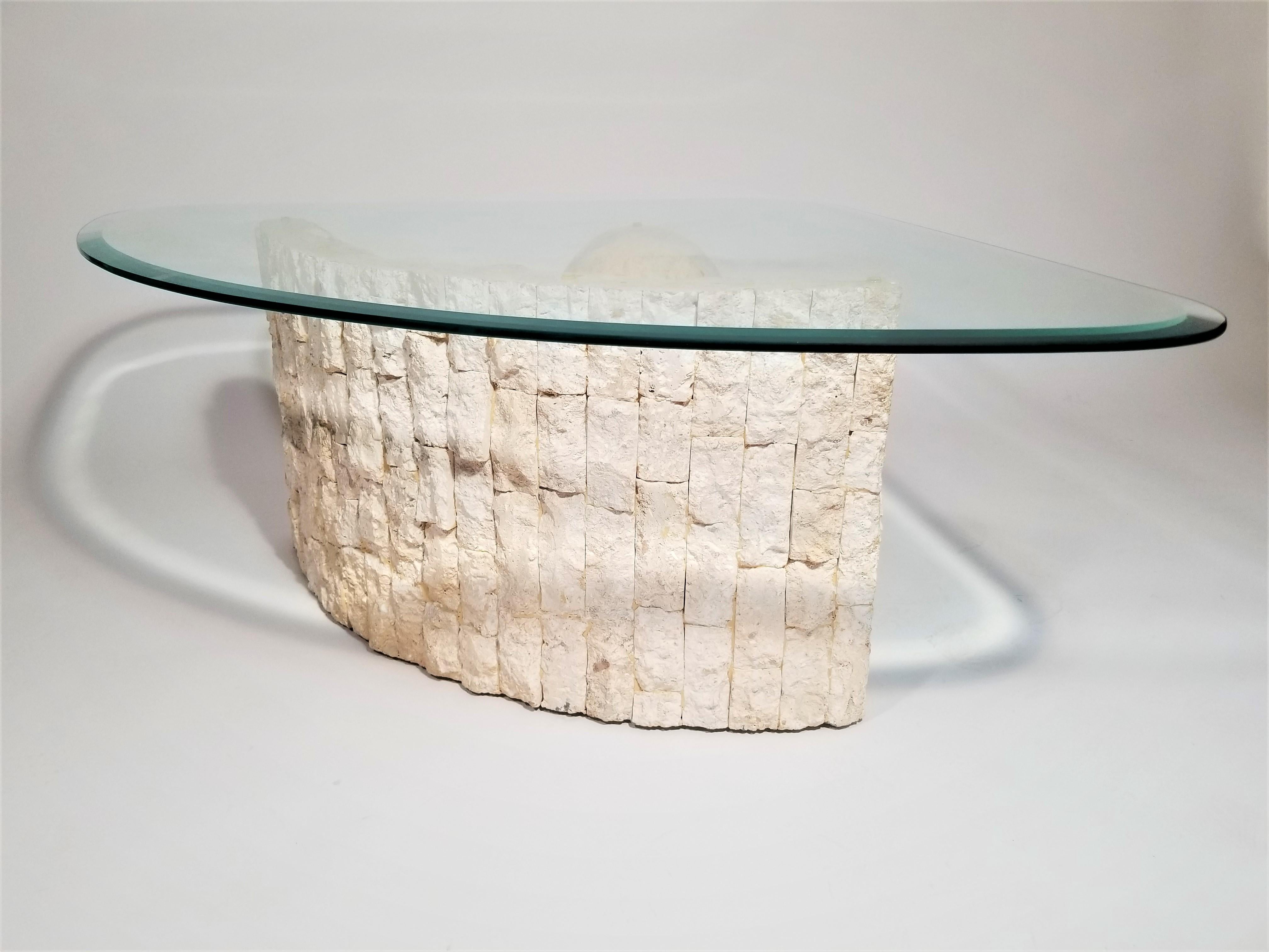 Tessellated Sculptural Glass and Stone Geometric Coffee Table or End Table 6