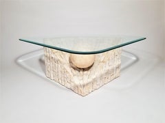 Tessellated Sculptural Glass and Stone Geometric Coffee Table or End Table