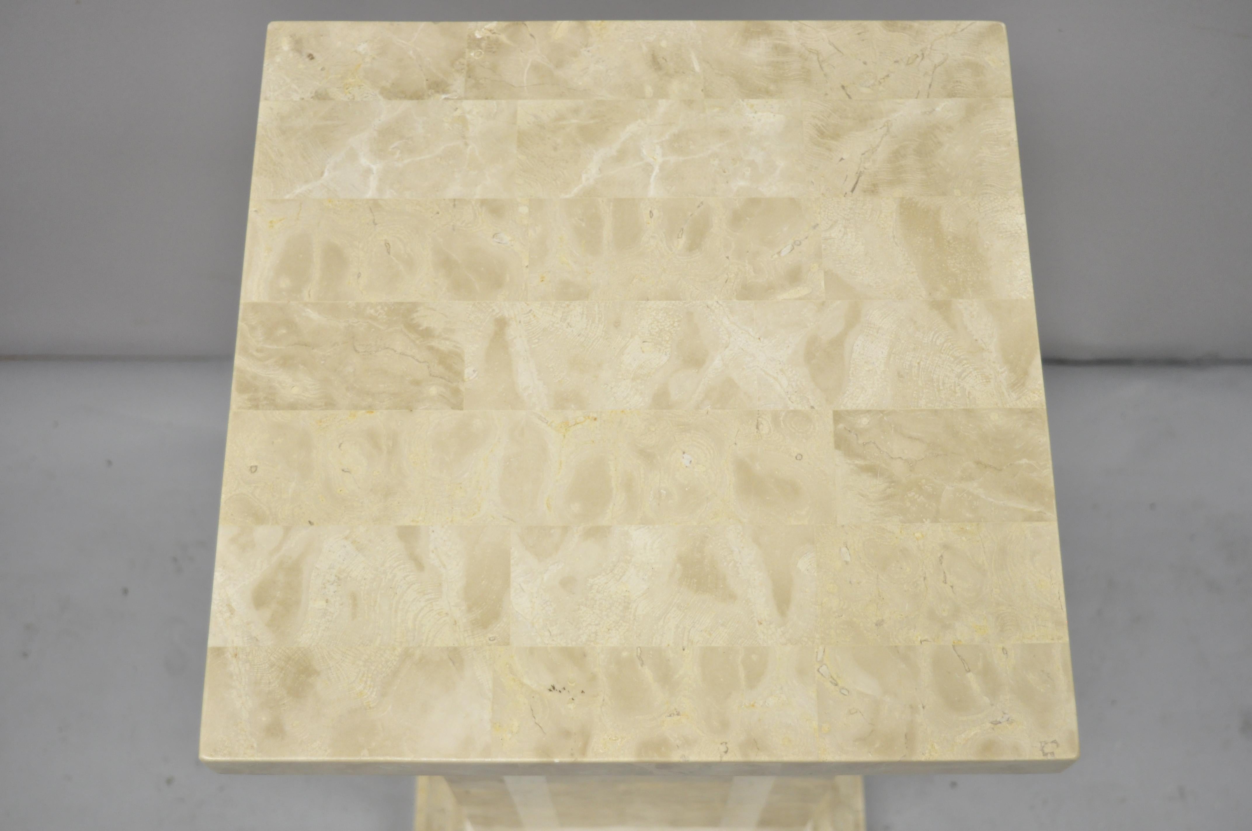 Hollywood Regency Tessellated Stone Column Pedestal by Marquis Collection of Beverly Hills