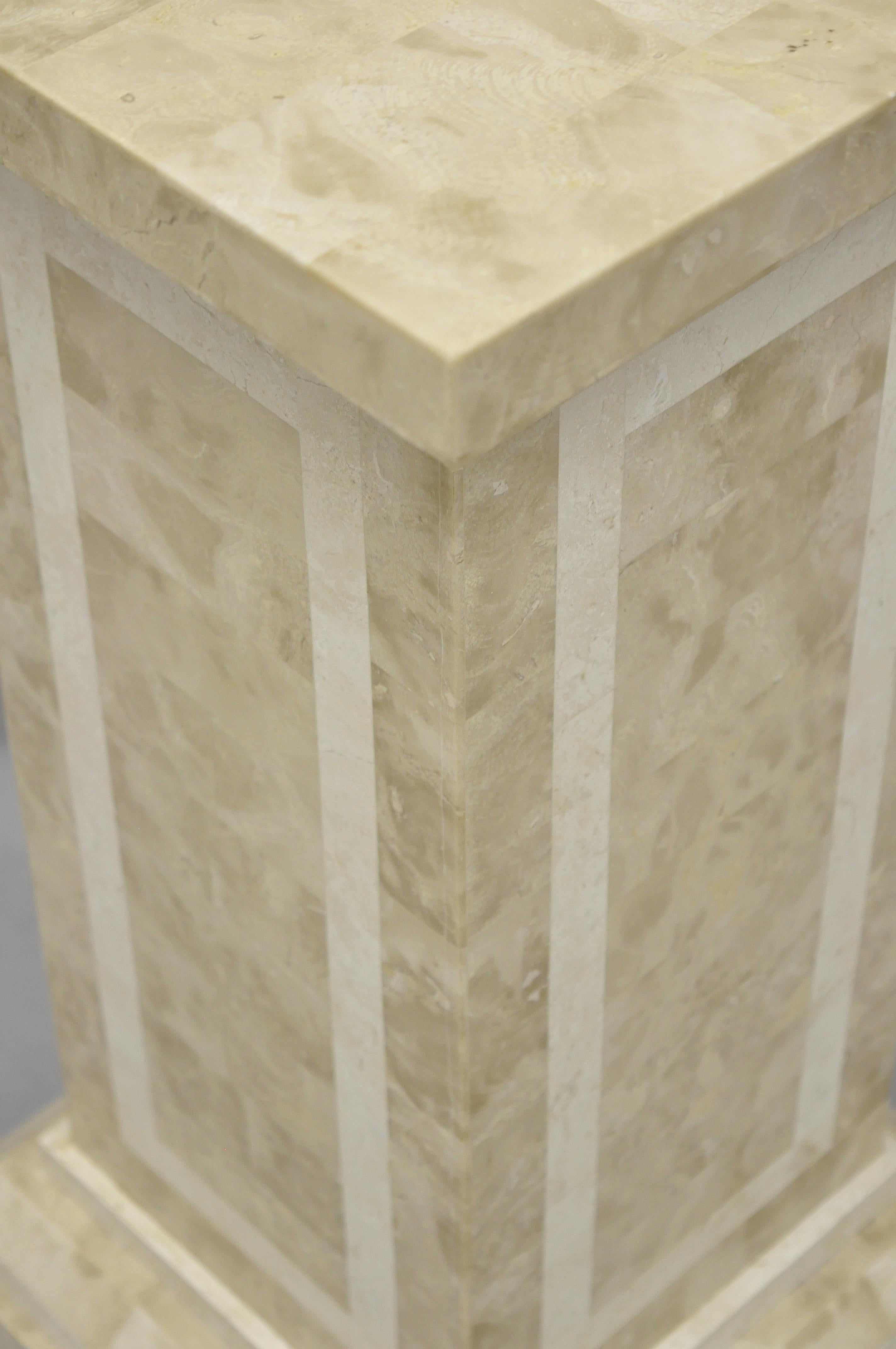 Tessellated Stone Column Pedestal by Marquis Collection of Beverly Hills In Good Condition In Philadelphia, PA