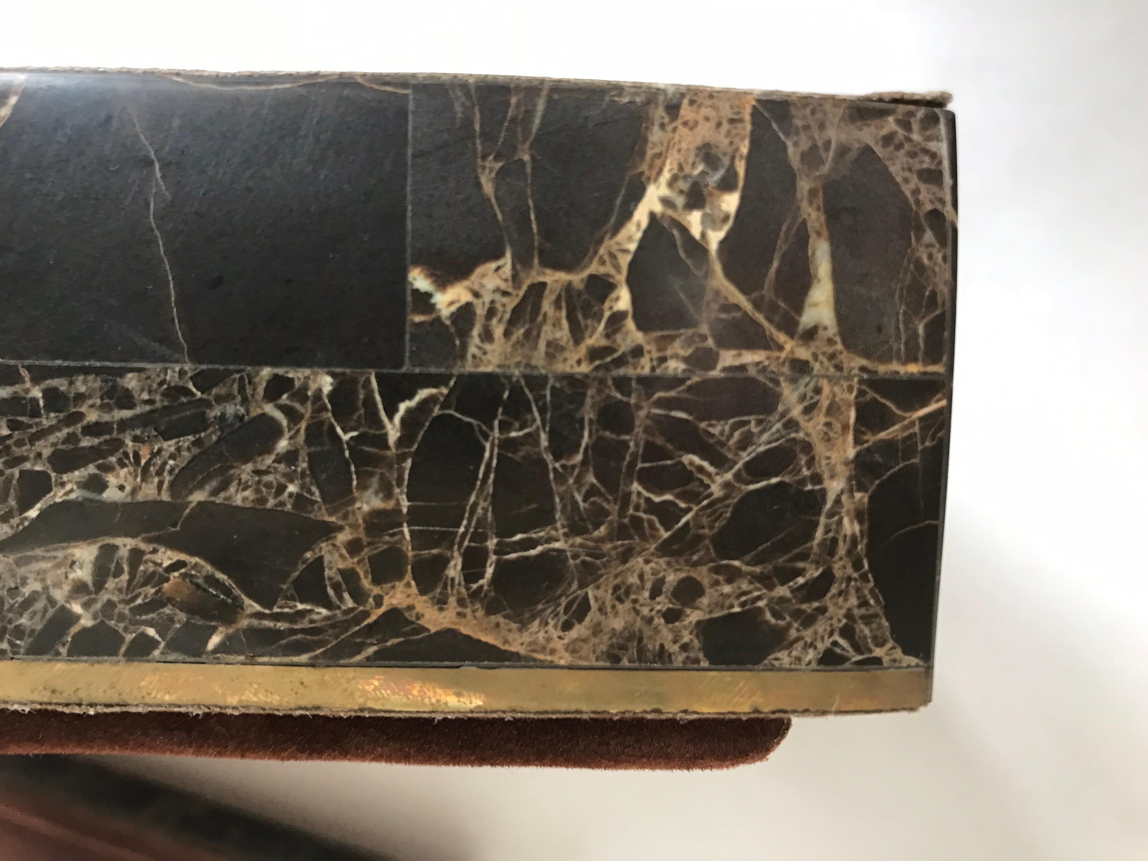 Tessellated Stone and Brass Box In Good Condition In Chicago, IL