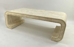 Tessellated Stone and Brass Inlay Coffee Table Attributed to Maitland Smith