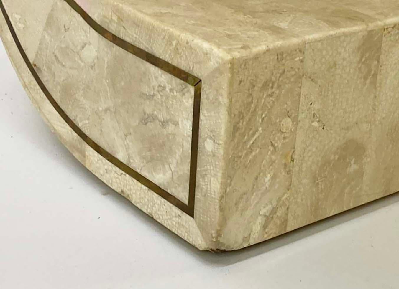 Tessellated Stone and Brass Inlay Coffee Table Attributed to Maitland Smith For Sale 2