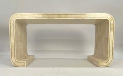 Tavolo da console in pietra tessellata e intarsi in ottone Attribuito a Maitland Smith