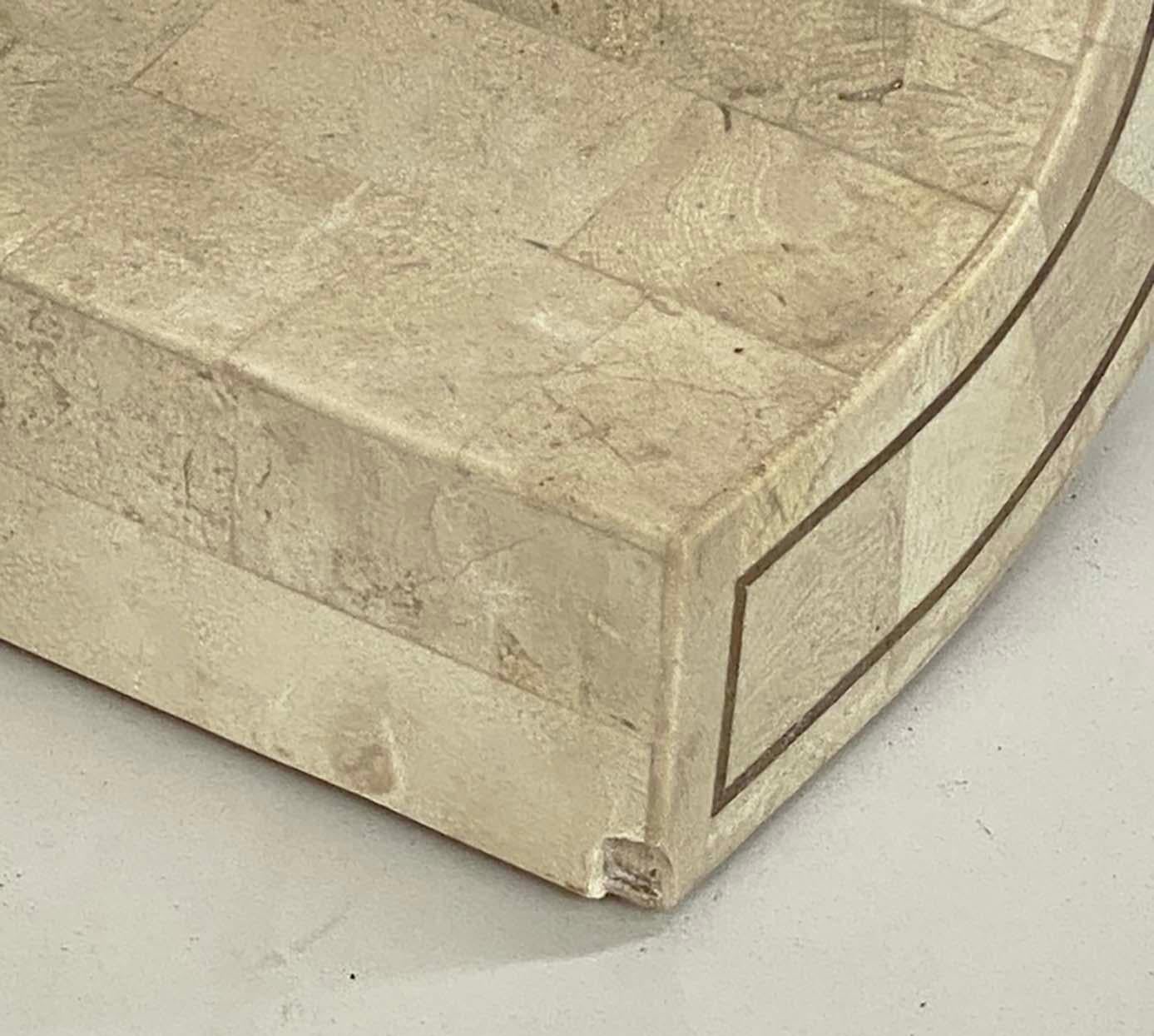 American Tessellated Stone and Brass Inlay Console Table Attributed to Maitland Smith For Sale