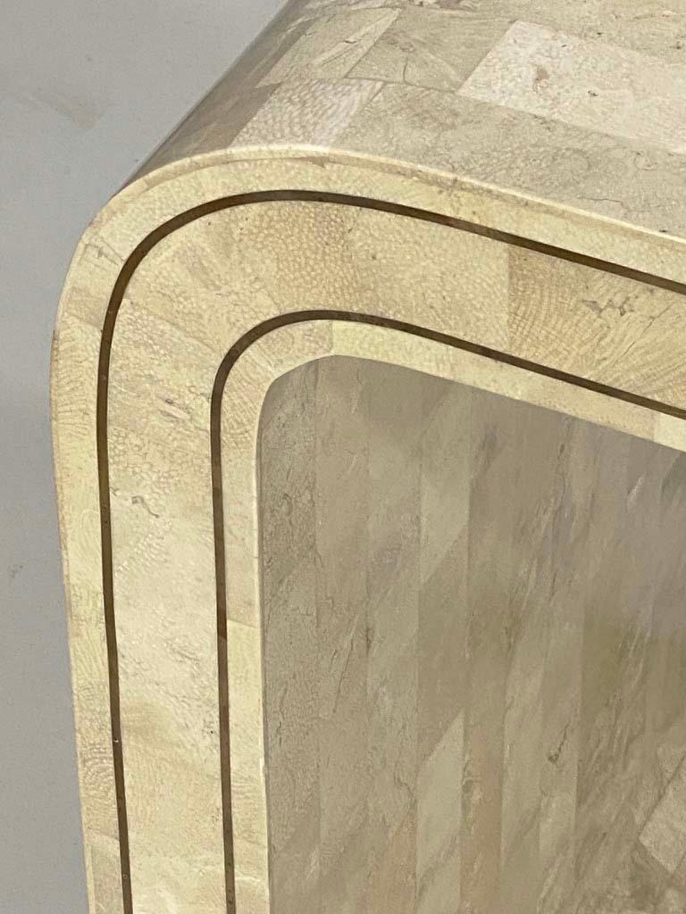 Late 20th Century Tessellated Stone and Brass Inlay Console Table Attributed to Maitland Smith For Sale
