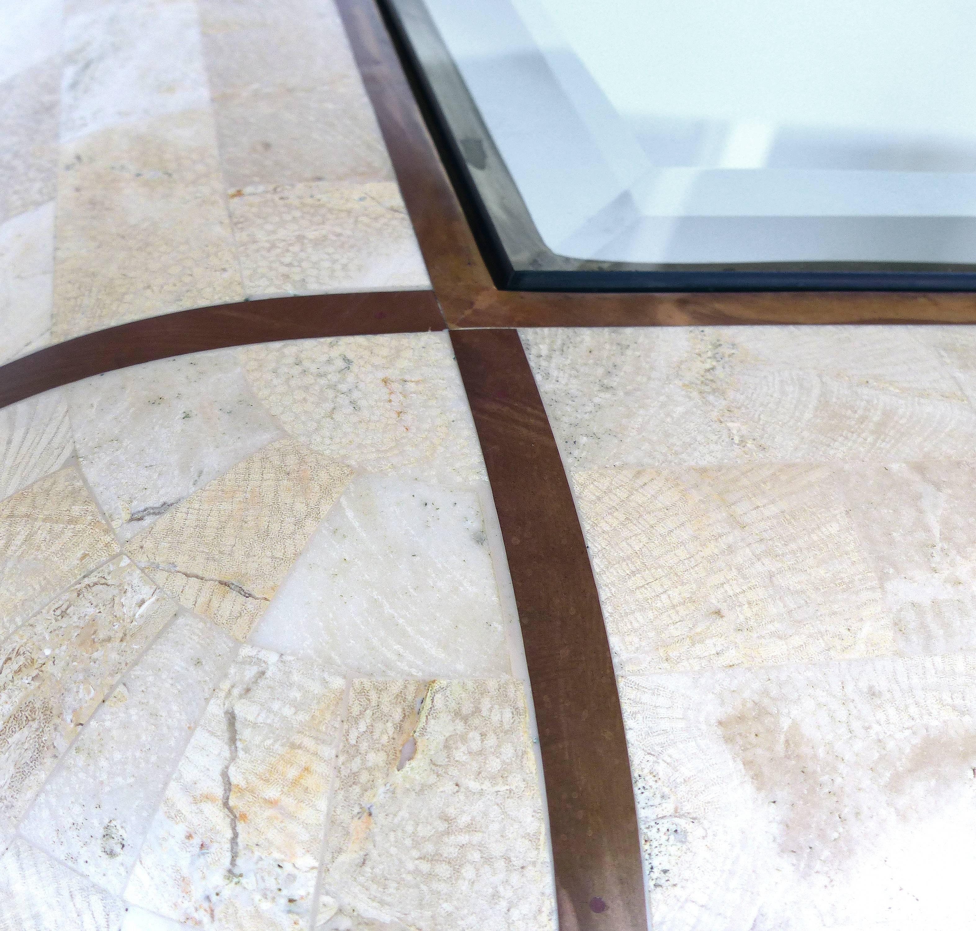 Late 20th Century Vintage Tessellated Stone Dining Game Table, Maitland Smith Attributed For Sale
