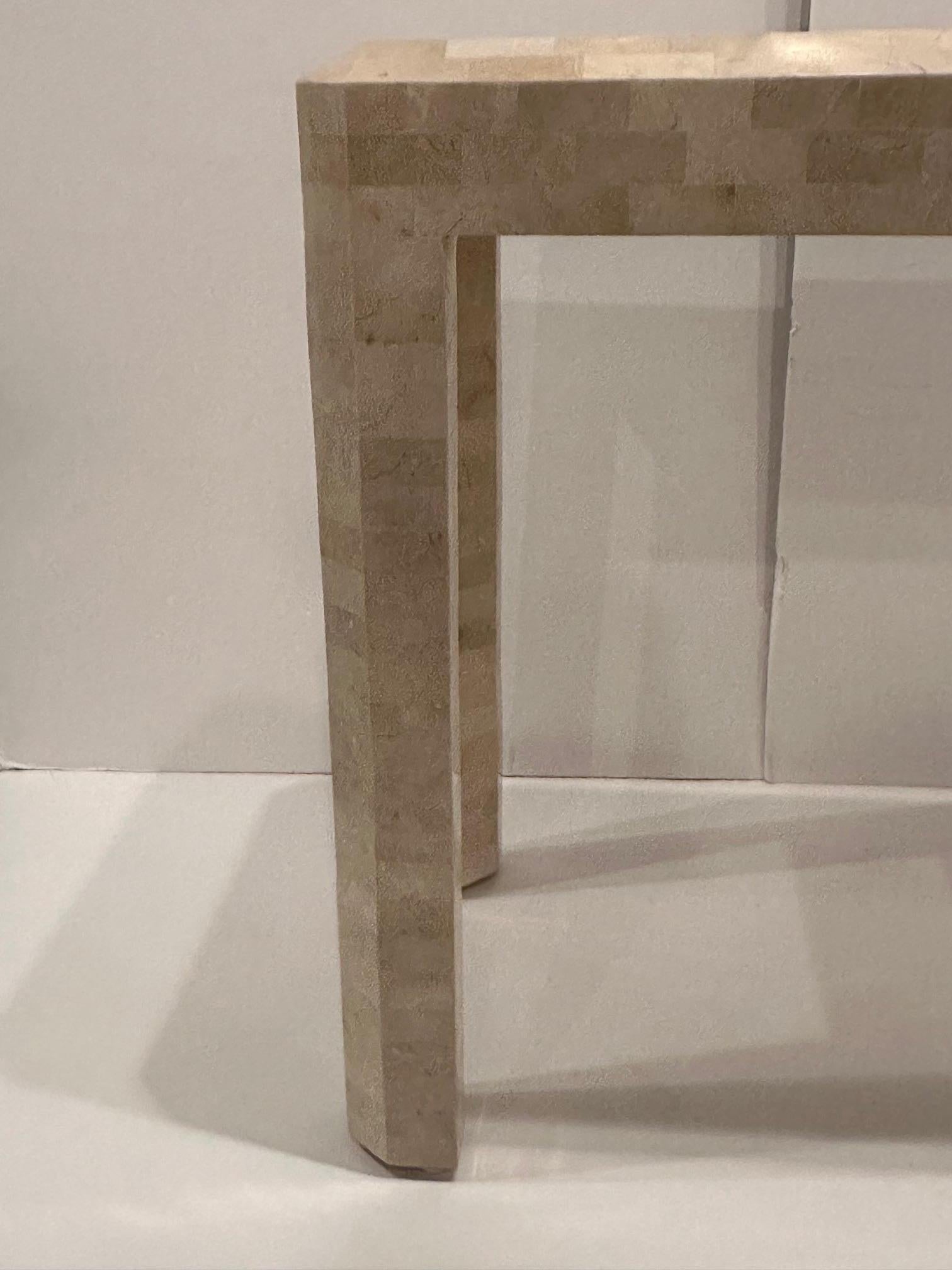 Tessellated Stone and Inlaid Brass Console In Good Condition For Sale In Hopewell, NJ