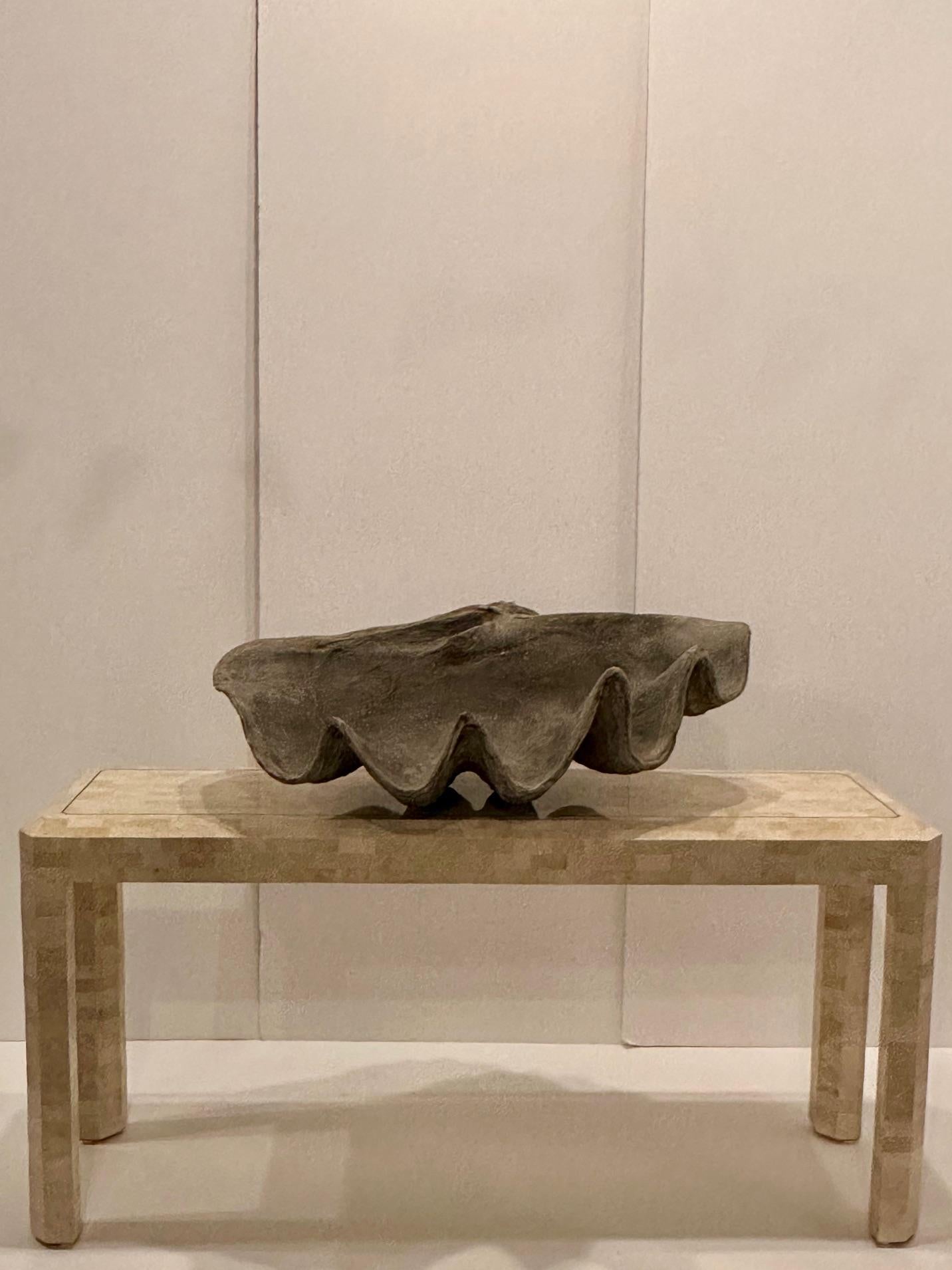 Tessellated Stone and Inlaid Brass Console For Sale 1