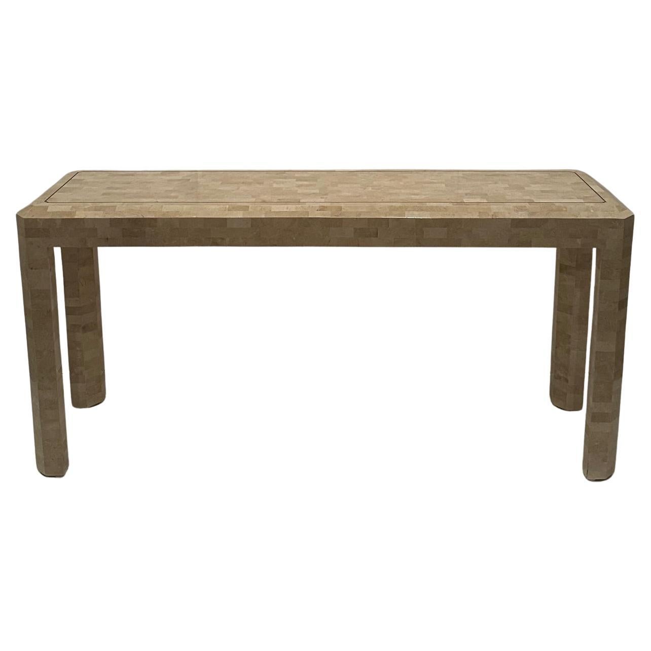 Tessellated Stone and Inlaid Brass Console For Sale