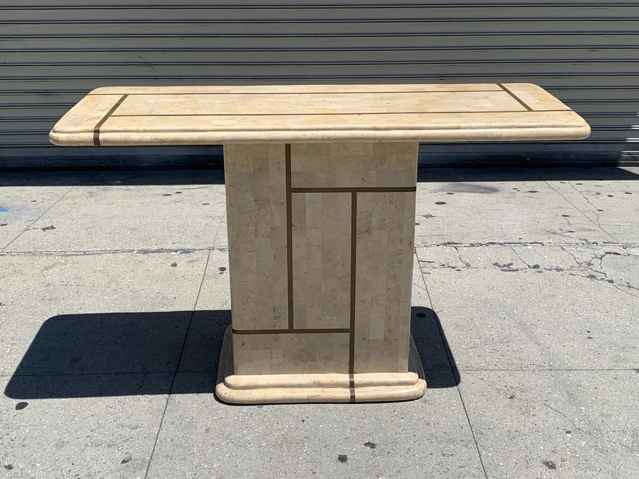 Tessellated Stone & Brass Console Table 2